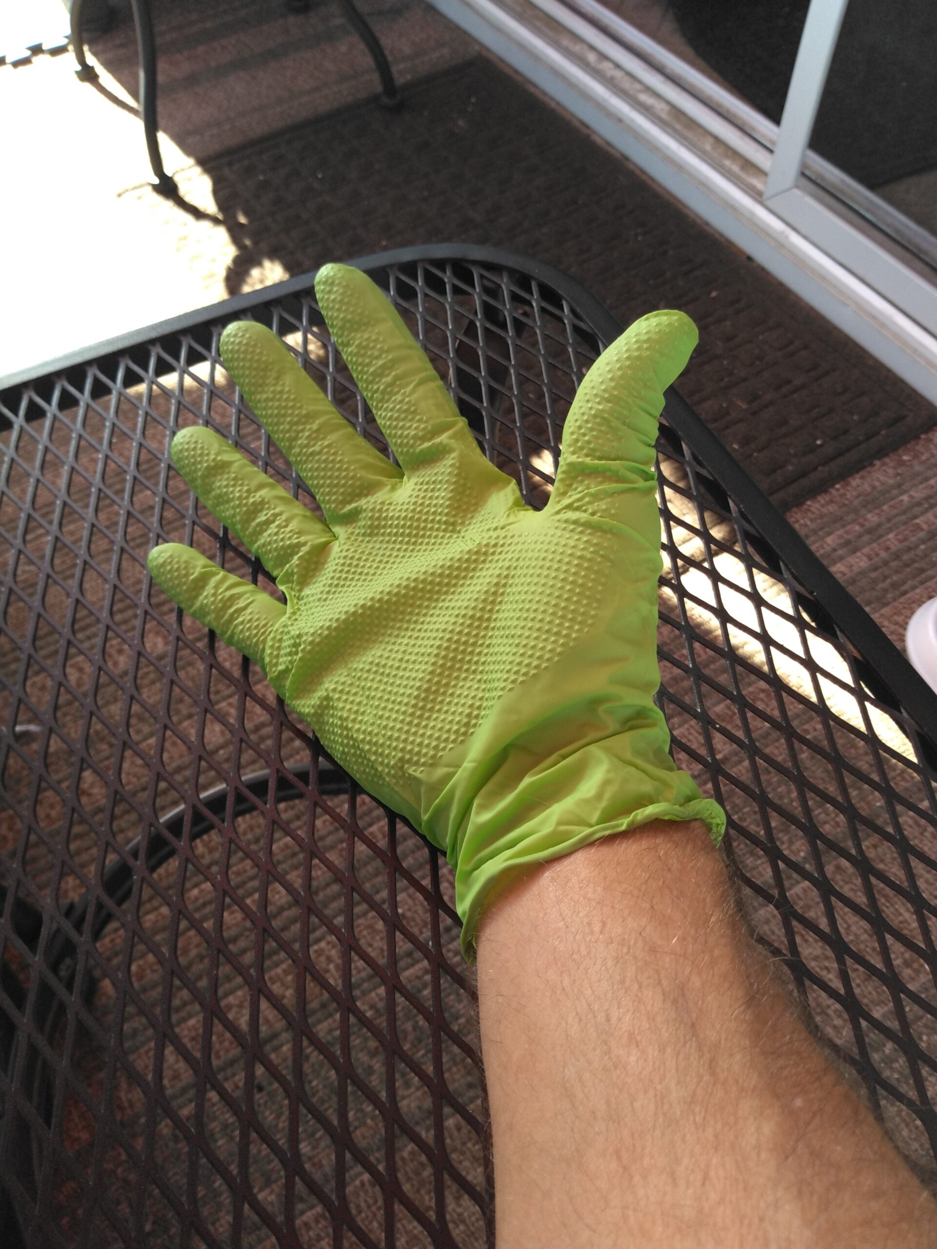 GLOVEWORKS HD Green Gloves, 8 Mil Nitrile Disposable Heavy Duty Raised Diamond Grip Mechanic Glove, Bulk Purchasing Options customer photo 2