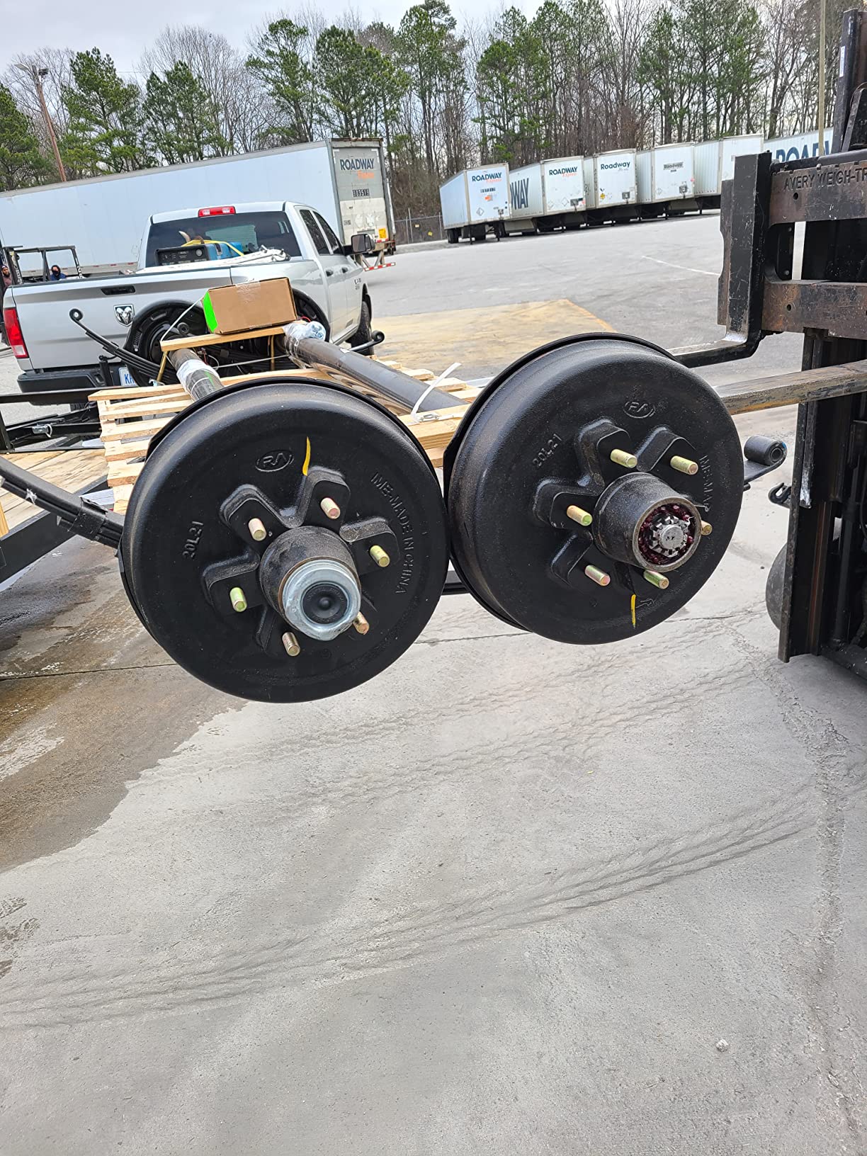 Rockwell American 5,200 lb Tandem Trailer Axle Kit - Electric Brake Axles - Full Suspension Running Gear Kit - 95