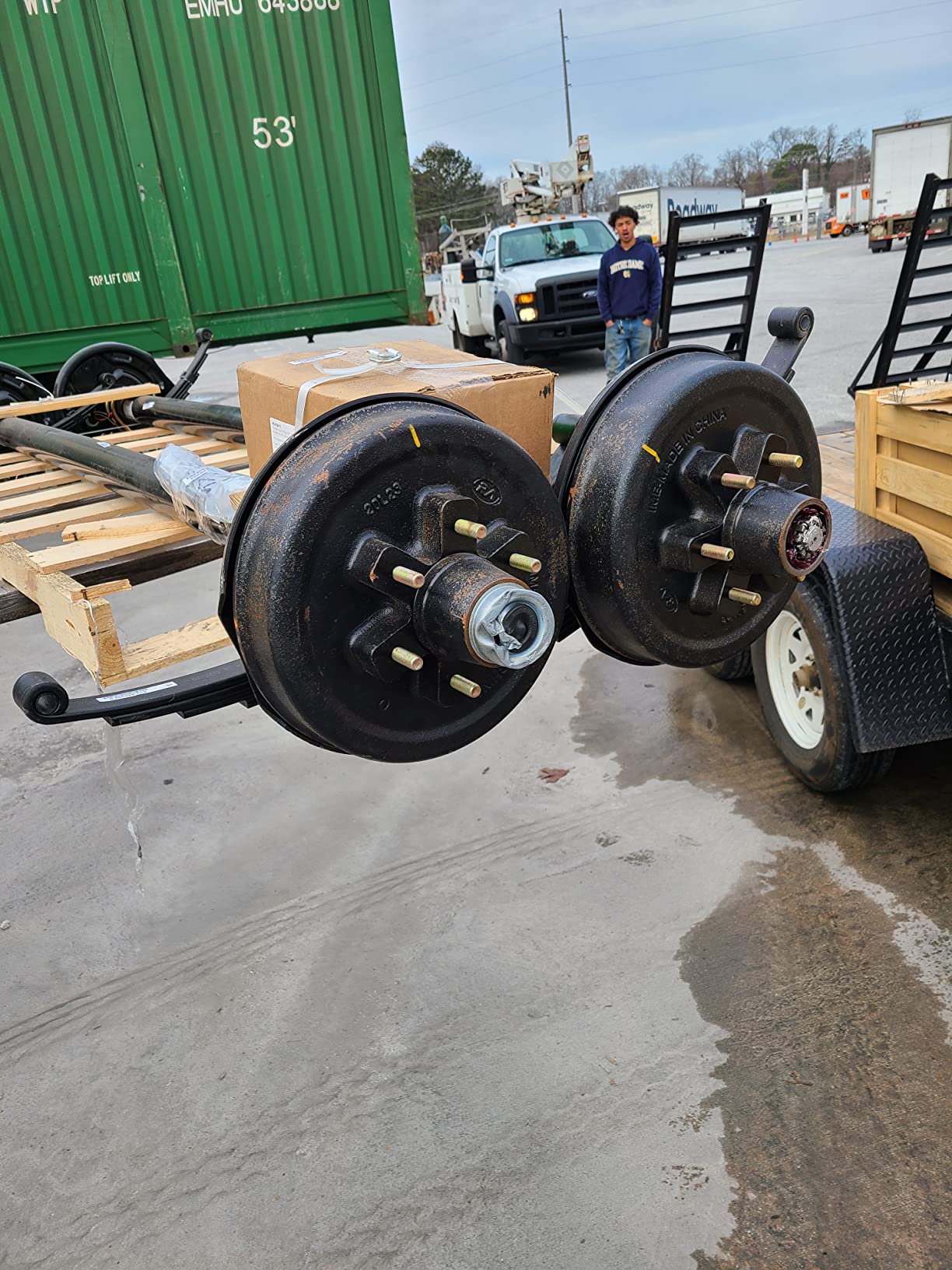 Rockwell American 5,200 lb Tandem Trailer Axle Kit - Electric Brake Axles - Full Suspension Running Gear Kit - 95