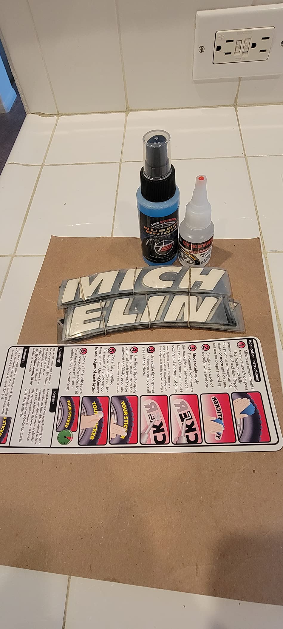 Tire Stickers Michelin Tire Lettering - Permanent Decals with Glue & 2oz Bottle Touch-Up Cleaner / 19-21 Inch Wheels / 1.25 Inches/White / 8 Pack customer photo 2