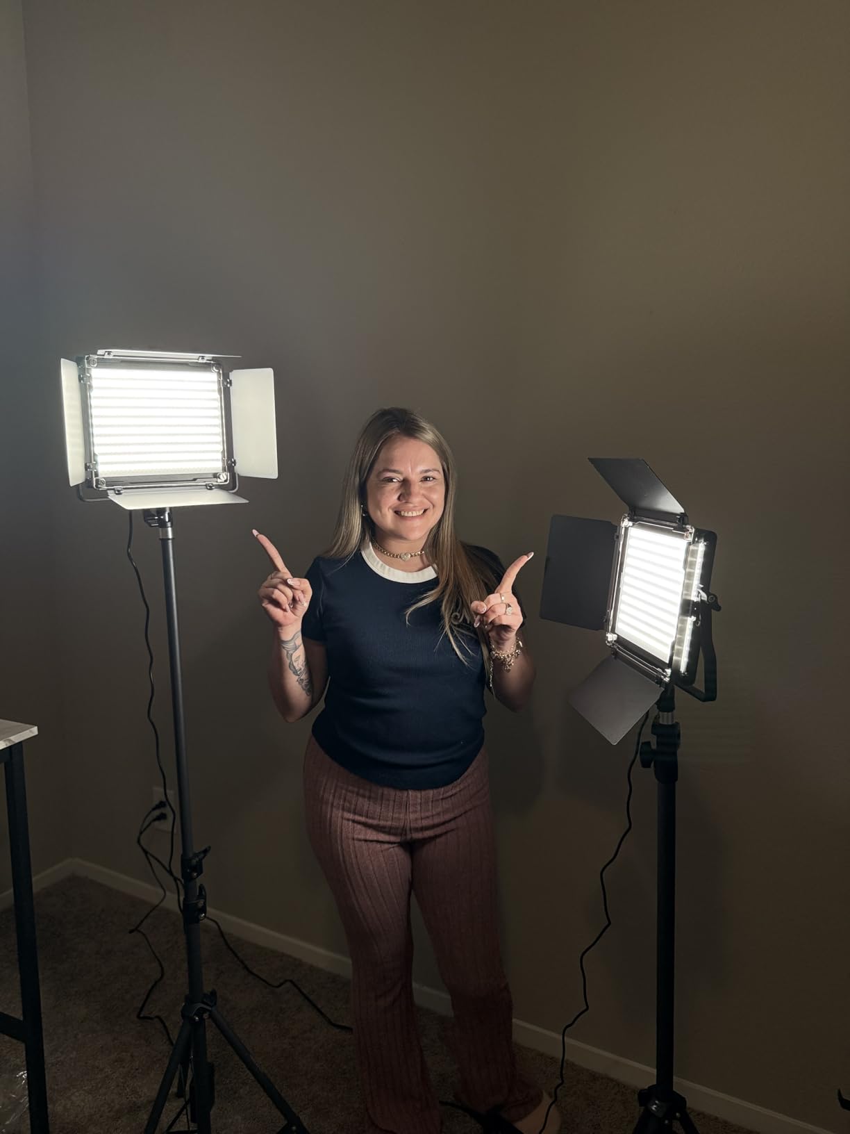 2 Pack Bi Color 660 LED Video Light and Stand Kit: (2) 3200-5600K CRI 96+ Dimmable Light with U Bracket and Barndoor, (2) 75 inches Light Stand for Studio Photography, Video Recording (Black) customer photo 1