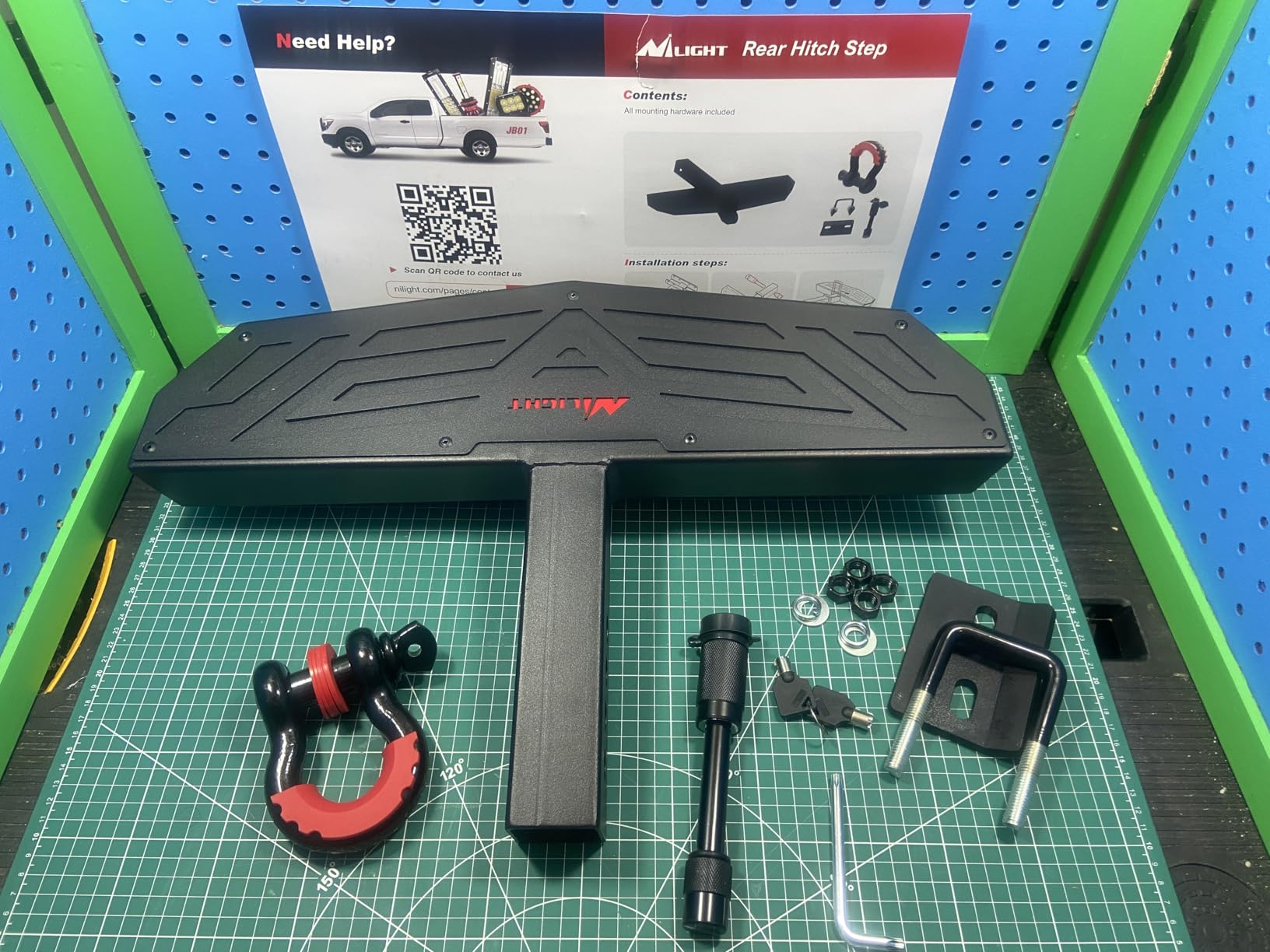 Nilight Hitch Step 2 Inch Receiver Universal Trailer Hitch Step Armor with Anti-Theft D-Ring Shackle Hitch Lock Stabilizer Anti-Slip Design Rear Bumper Guard for Pickups Trucks Vans SUVs ATVs customer photo 1