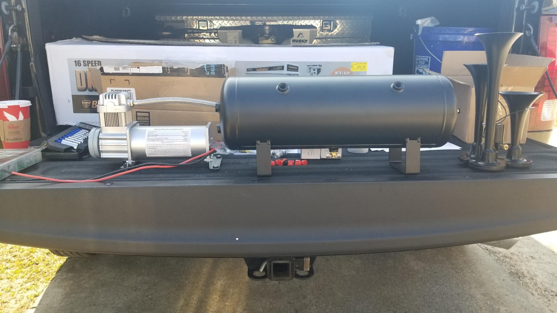 Vixen Horns Train Horn Kit for Trucks/Car/Semi. Complete Onboard System- 200psi Air Compressor, 2.5 Gallon Tank, 3 Trumpets customer photo 1