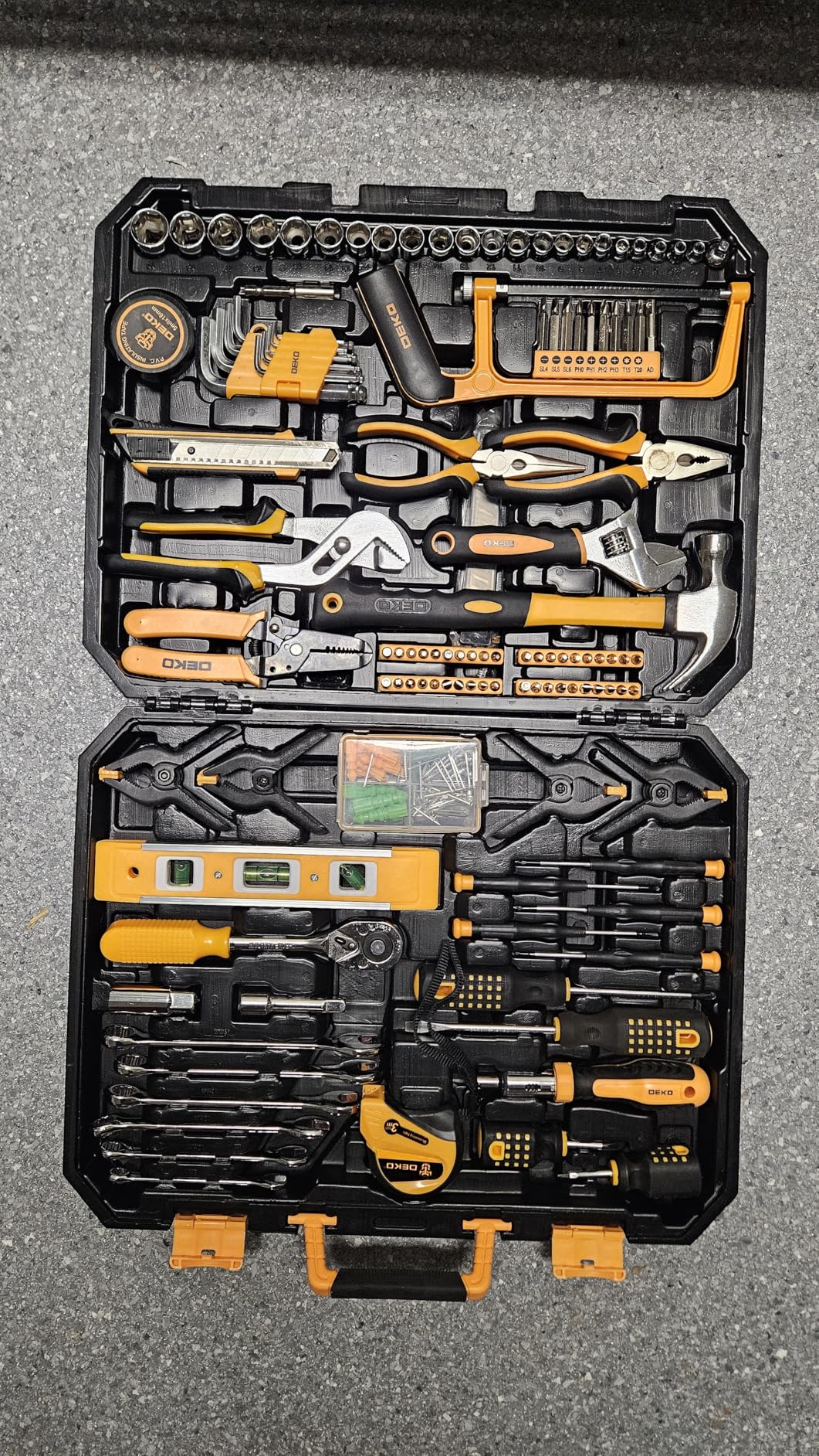 DEKOPRO 228 Piece Socket Wrench Auto Repair Tool Combination Package Mixed Tool Set Hand Tool Kit with Plastic Toolbox Storage Case customer photo 1