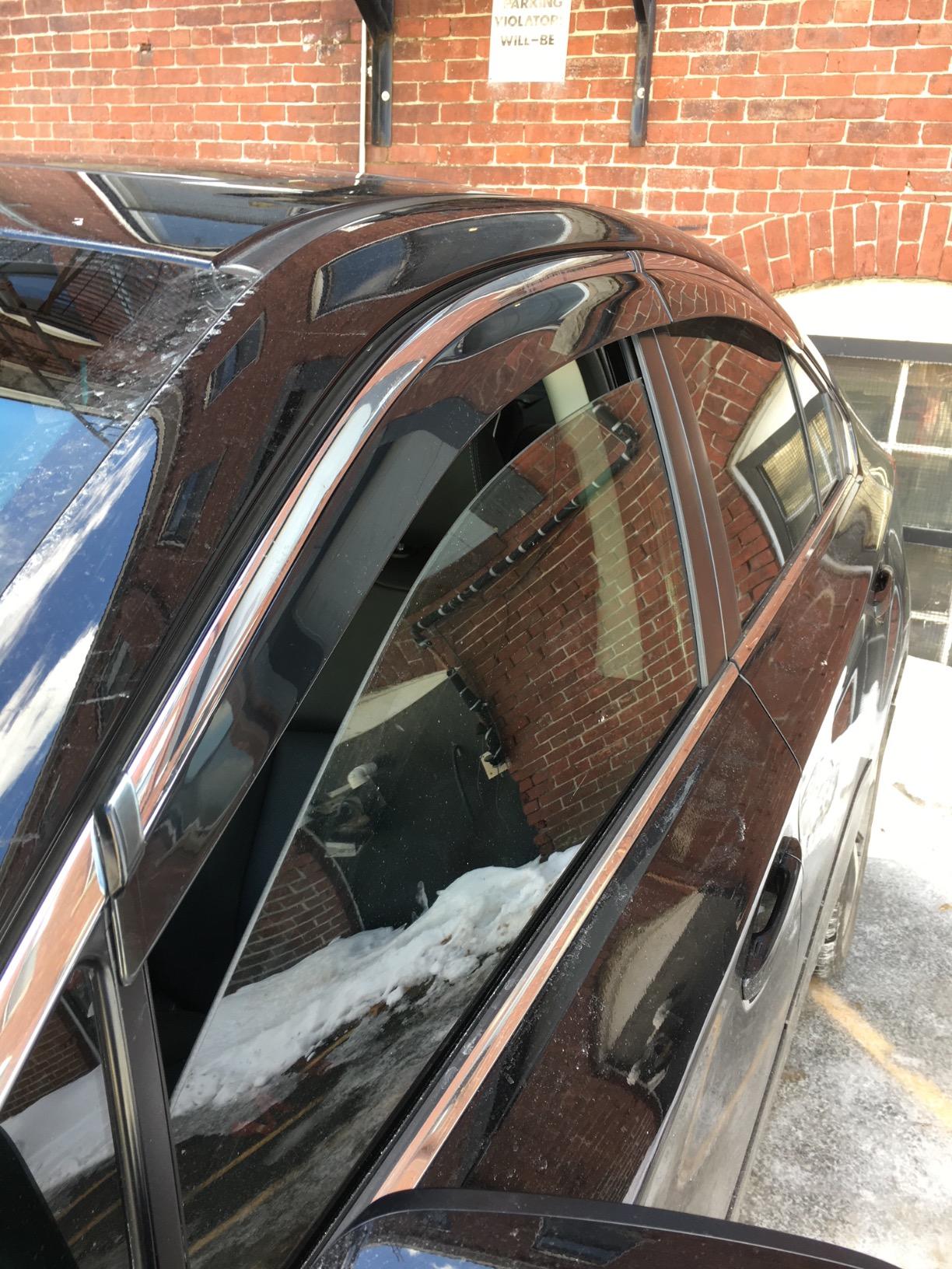 Cuztom Tuning Clip-on Smoke Tinted Window Visor Rain Guard W/Chrome Trim Compatible with for 2015-2019 Subaru Legacy Sedan customer photo 2