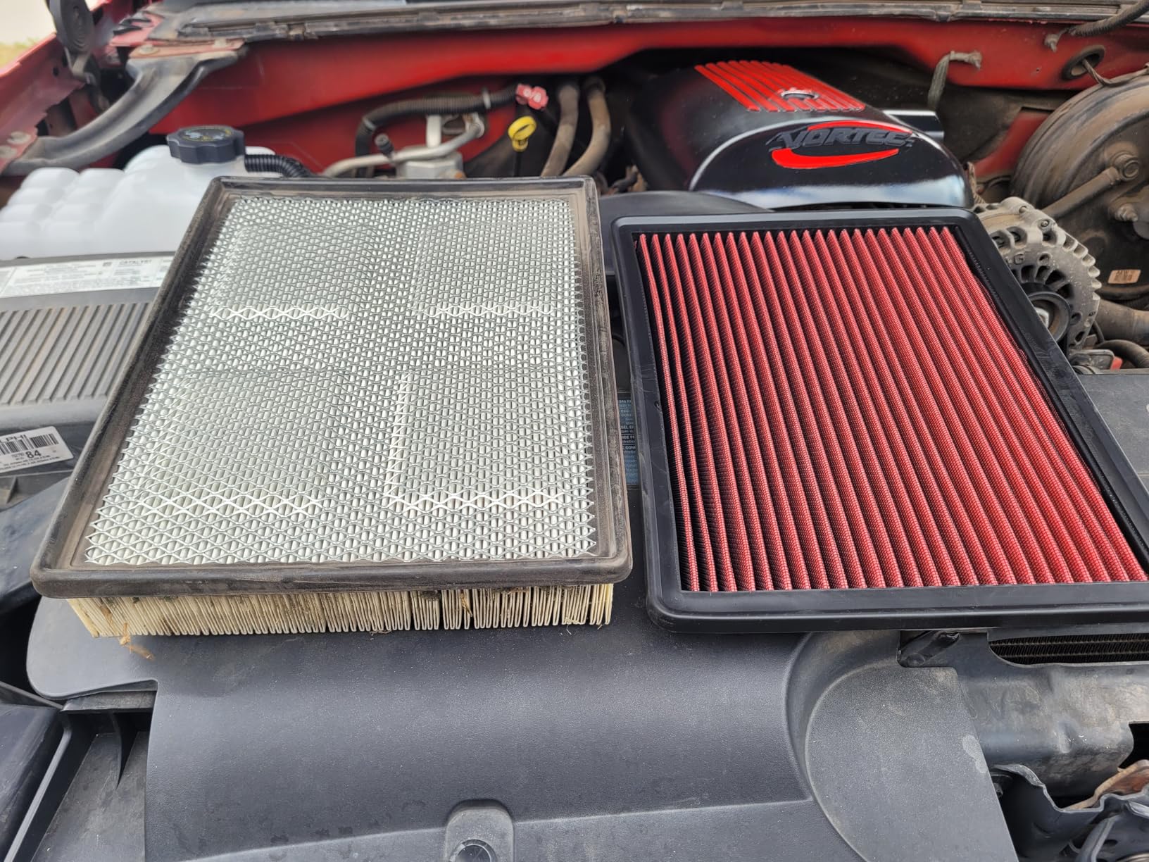 DNA Motoring AFPN-018-RD Clean Air Washable Drop In Panel Air Filter Enhance Engine Performance Power & Acceleration Improve [Compatible with 99-17 Chevy Suburban Silverado] customer photo 1