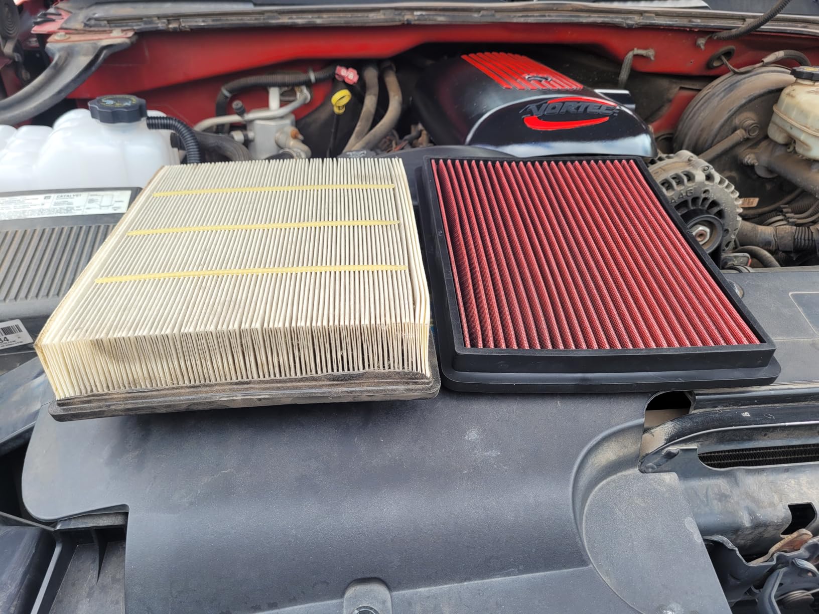 DNA Motoring AFPN-018-RD Clean Air Washable Drop In Panel Air Filter Enhance Engine Performance Power & Acceleration Improve [Compatible with 99-17 Chevy Suburban Silverado] customer photo 2
