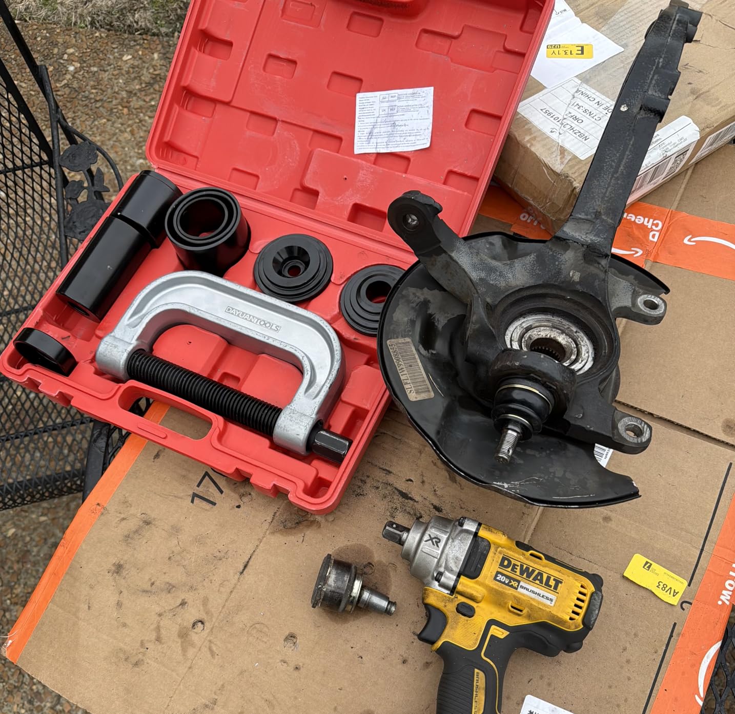 DAYUAN Ball Joint Press & U Joint Removal Tool Kit with 4x4 Adapters for Most 2WD and 4WD Cars and Light Trucks with Red Storage Case Red customer photo 1
