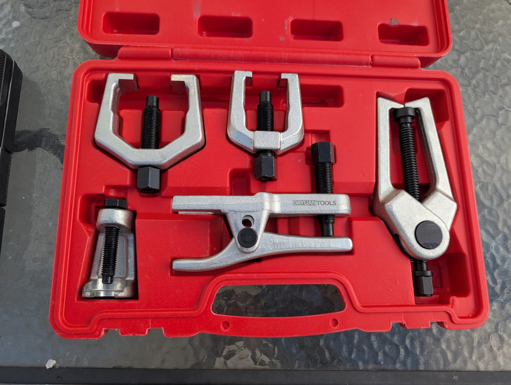DAYUAN 5pcs Professional Front End Service Tool Kit, Pitman Arm Puller, Ball Joint Separator Tie Rod Remover Tool customer photo 2