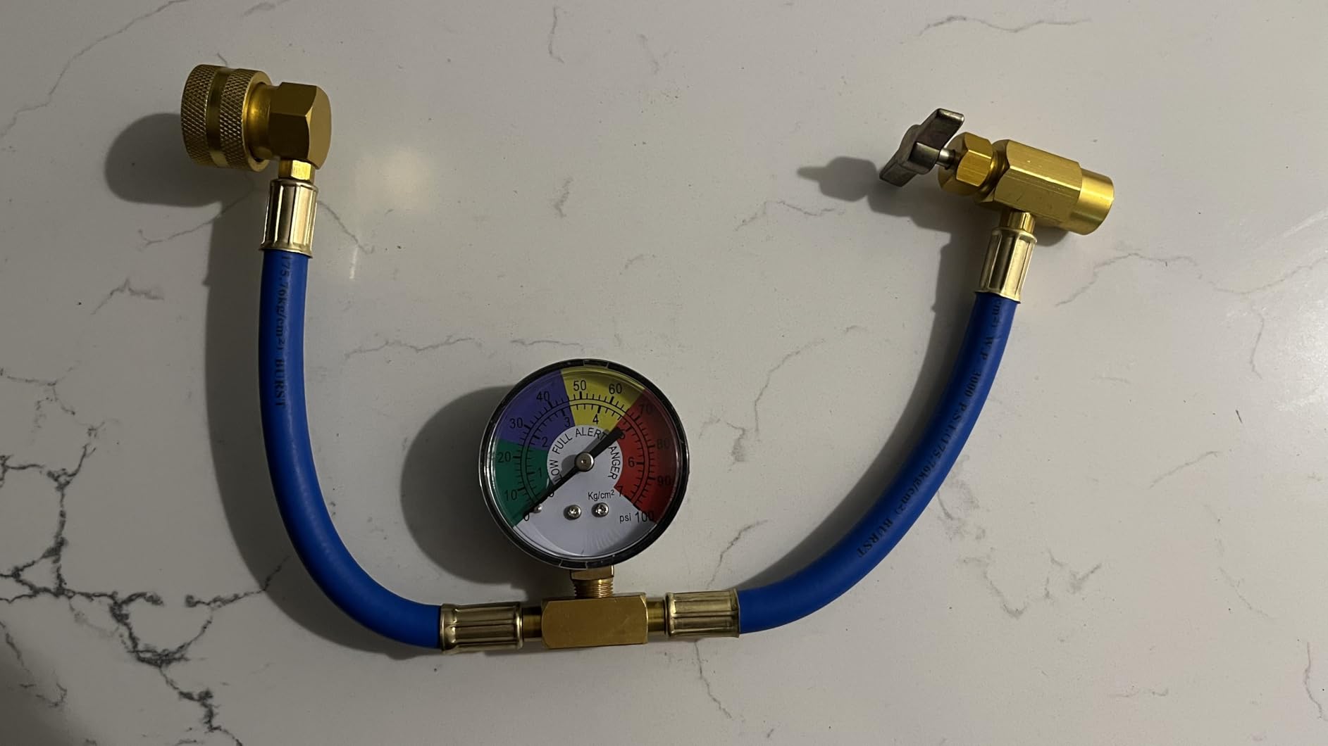 Aupoko R134A AC Refrigerant Charge Hose with Pressure Gauge, 1/2