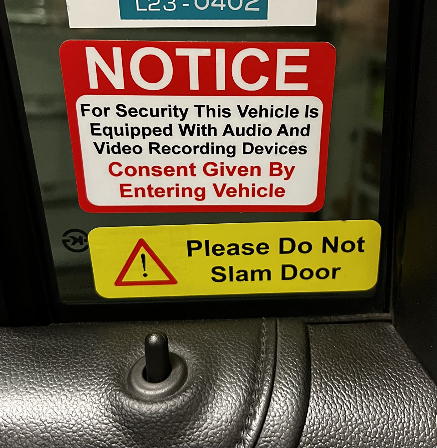 (4 Pack) Notice Vehicle is Equipped with Audio and Video Recording Devices Consent by Entering Sticker - Self Adhesive 2 1/2 X 3 1/2 inch 4 Mil Vinyl Decal - Indoor & Outdoor Use - UV Protected & Waterproof customer photo 1