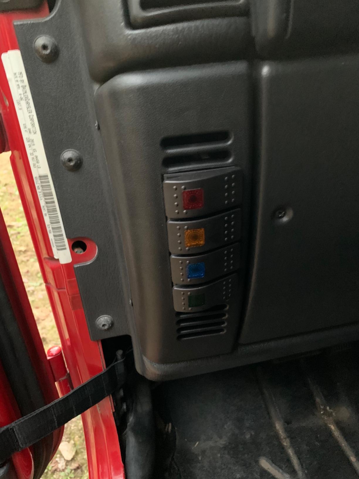 Hooke Road TJ Wrangler Pillar Light Switch Pod Panel w/ 4X Rocker Switches for Jeep Wrangler TJ 1997-2006 - Driver Side customer photo 2