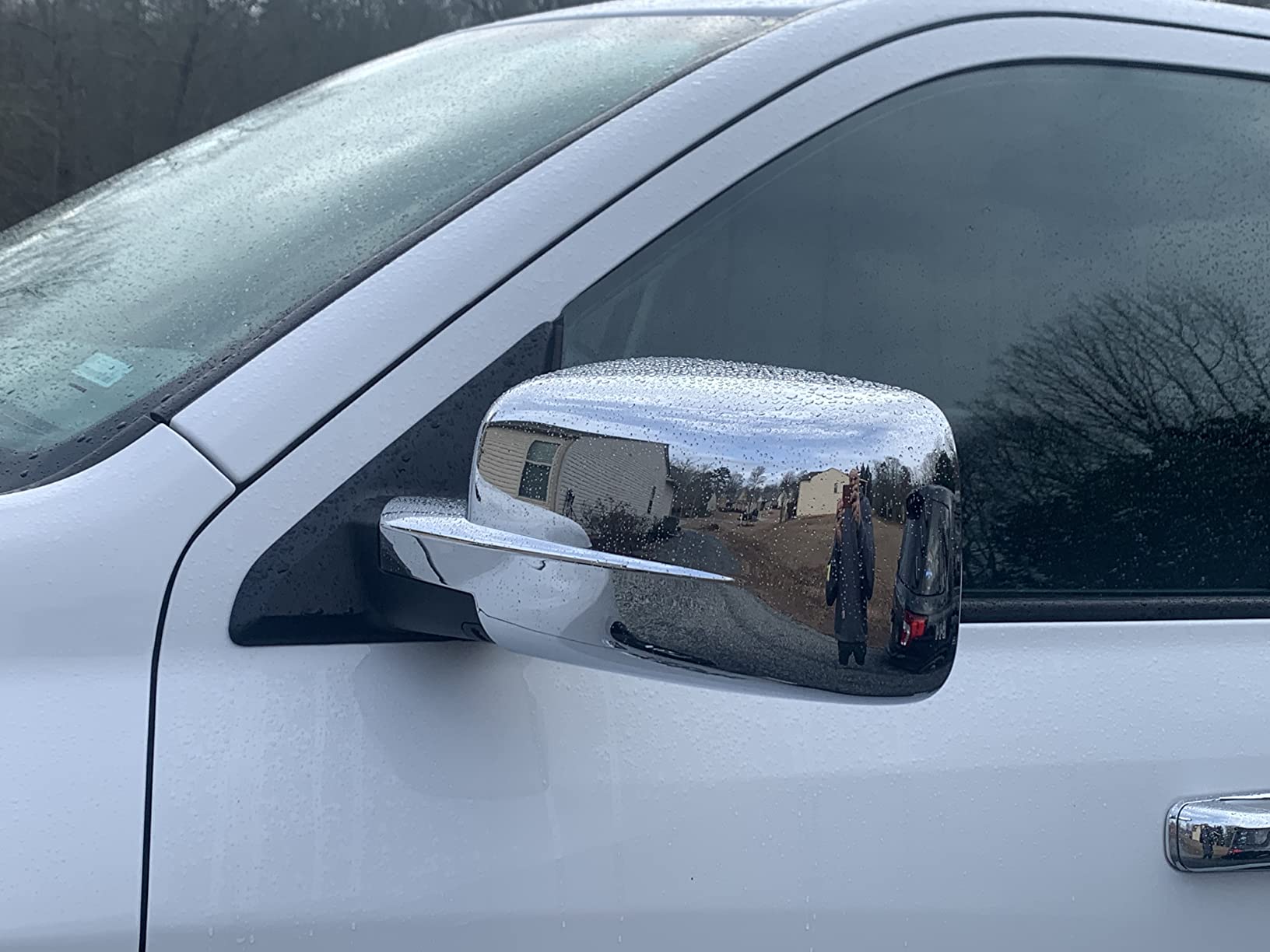 Chrome Mirror Covers | Durable ABS Full Side Mirror Overlays Without Turn Signal | Bright Chrome Finish | Compatible with 2009-2018 Dodge RAM 1500 Trucks customer photo 2