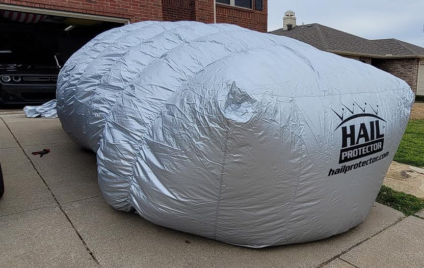 Hail Protector Car Cover, Inflatable Hail Proof Shield for Cars, Portable Protection Against Any Size Hailstones, Complete System - CAR2 (Silver) customer photo 1