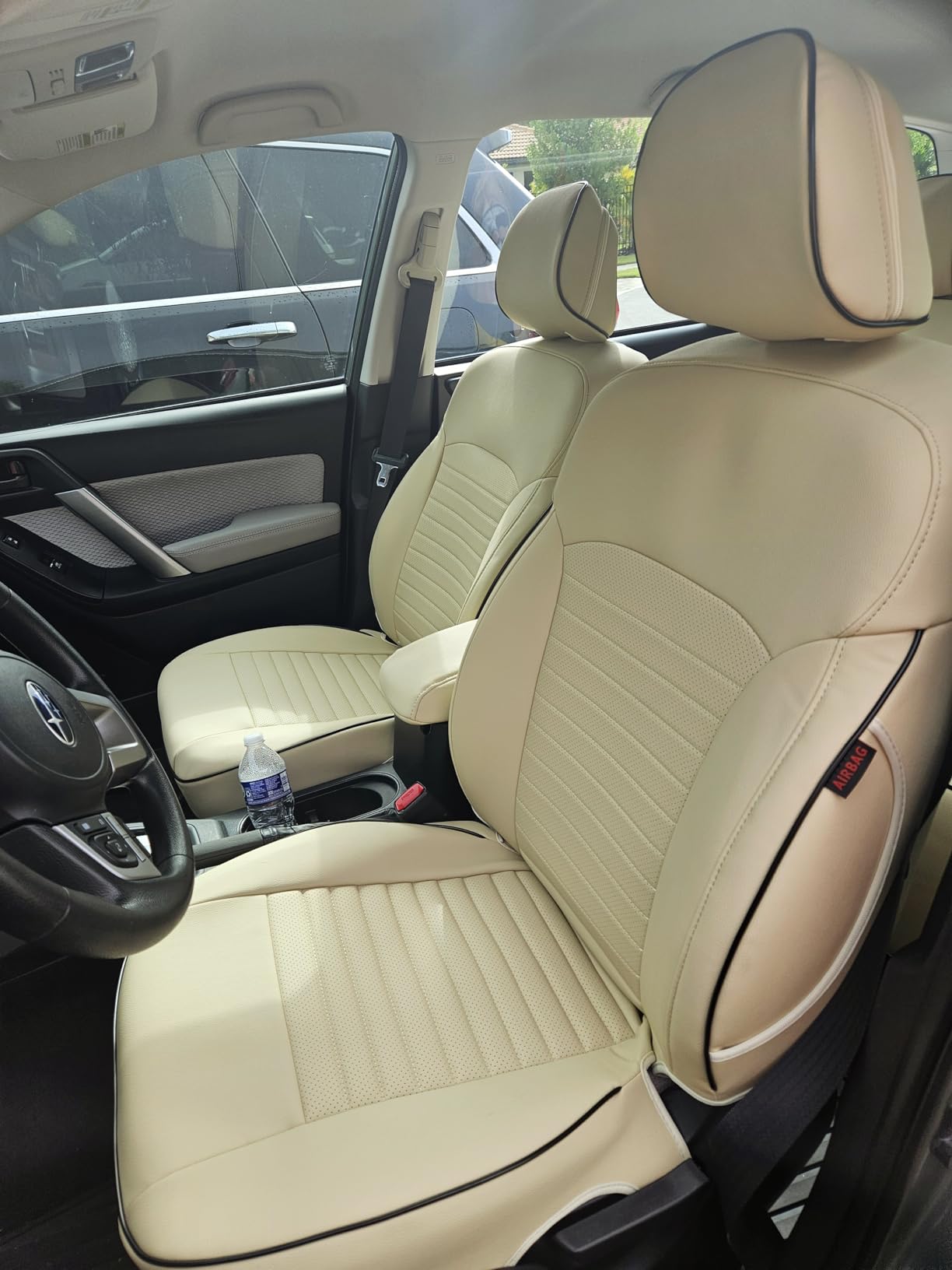 EKR Forester Seat Covers Custom Fit for Subaru Forester 2014 2015 2016 2017 2018(Not for Base), Leather Seat Covers for Cars,SUV Full Set,Faux Leather(Beige) customer photo 1