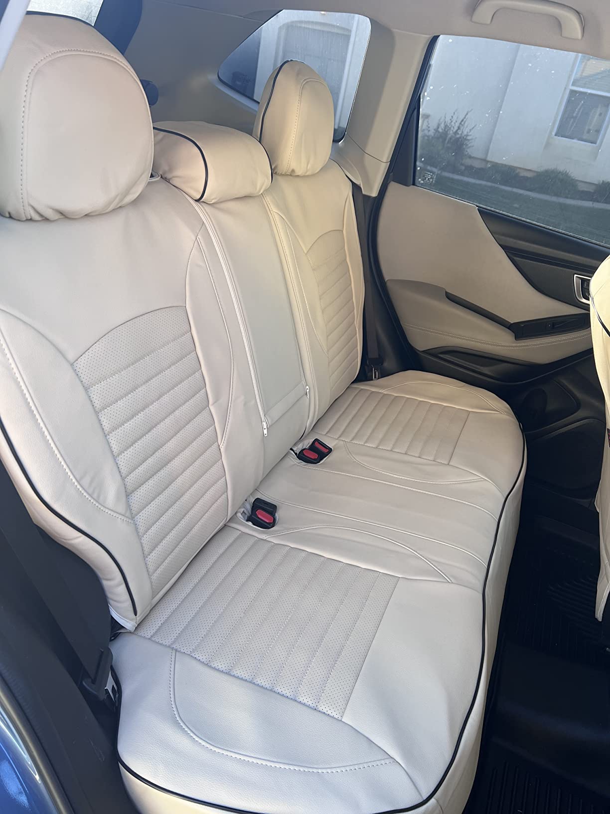 EKR Forester Seat Covers Custom Fit for Subaru Forester 2014 2015 2016 2017 2018(Not for Base), Leather Seat Covers for Cars,SUV Full Set,Faux Leather(Beige) customer photo 2