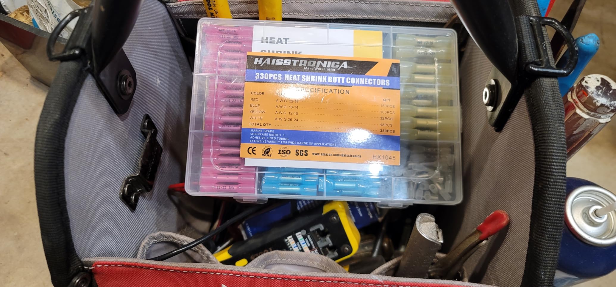 330PCS haisstronica Heat Shrink Butt Connectors-Marine Grade Waterproof Electrical Crimp Wire Connectors Kit-Tinned Red Copper Insulated, for Boat,Truck,Stereo,Joint(4Colors/4Sizes) customer photo 2