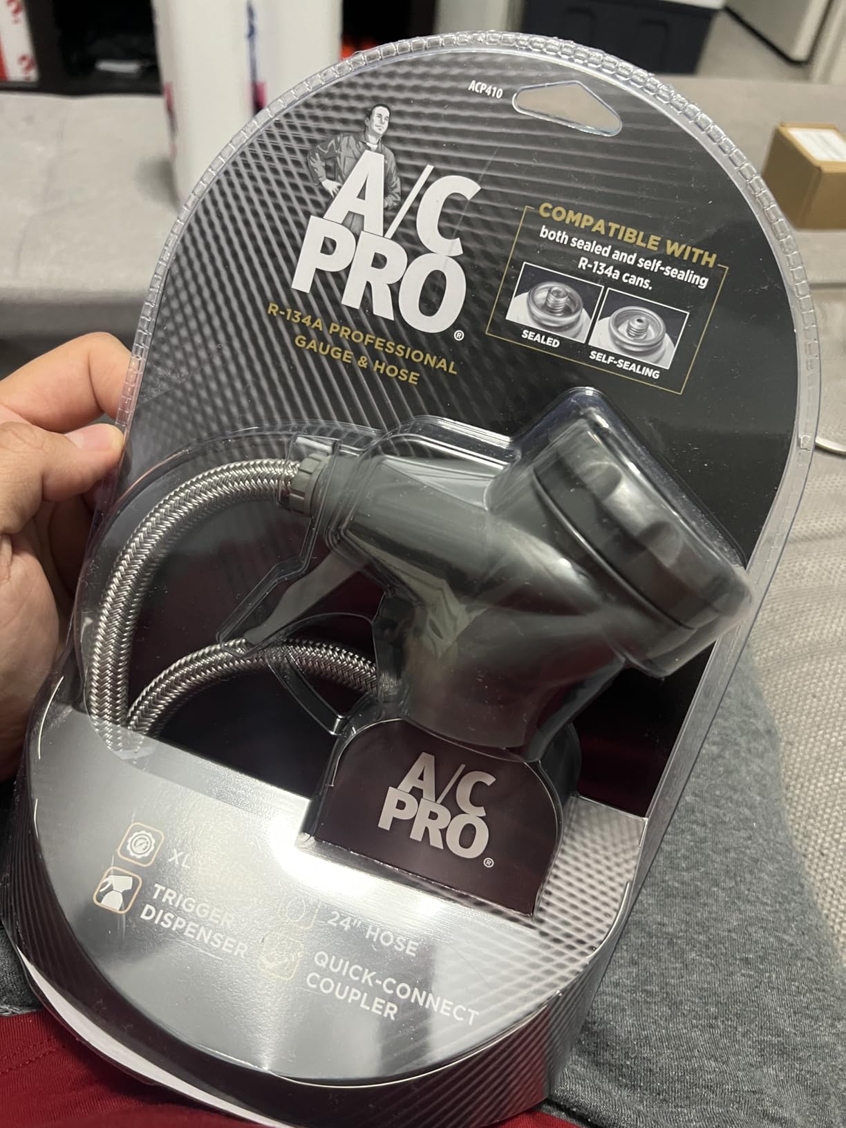 InterDynamics Car Air Conditioner Gauge and Hose, A/C Pro Air Conditioner Recharge Gauge and Dispenser for Cars, Trucks, 24 In Hose customer photo 1