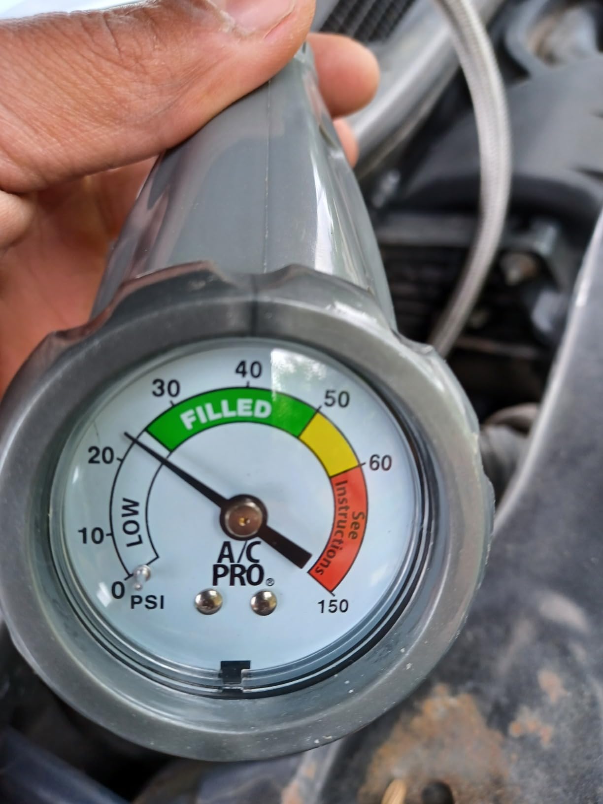 InterDynamics Car Air Conditioner Gauge and Hose, A/C Pro Air Conditioner Recharge Gauge and Dispenser for Cars, Trucks, 24 In Hose customer photo 2