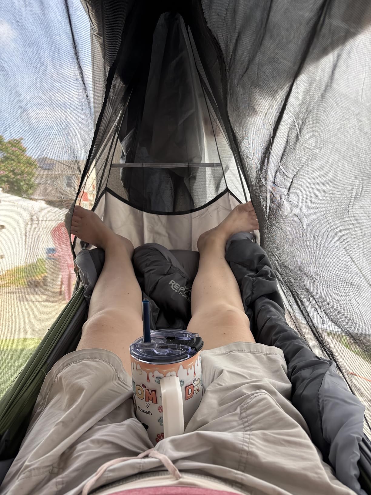 Portable Hammock with Stand, World's Best Mock ONE® Hammock, Compact Folding Framed Hammock with Adjustable Sunshade Canopy for Park, Backyard, Garden, Camping, Hiking, Mountaineering, Beaches- Orange customer photo 1