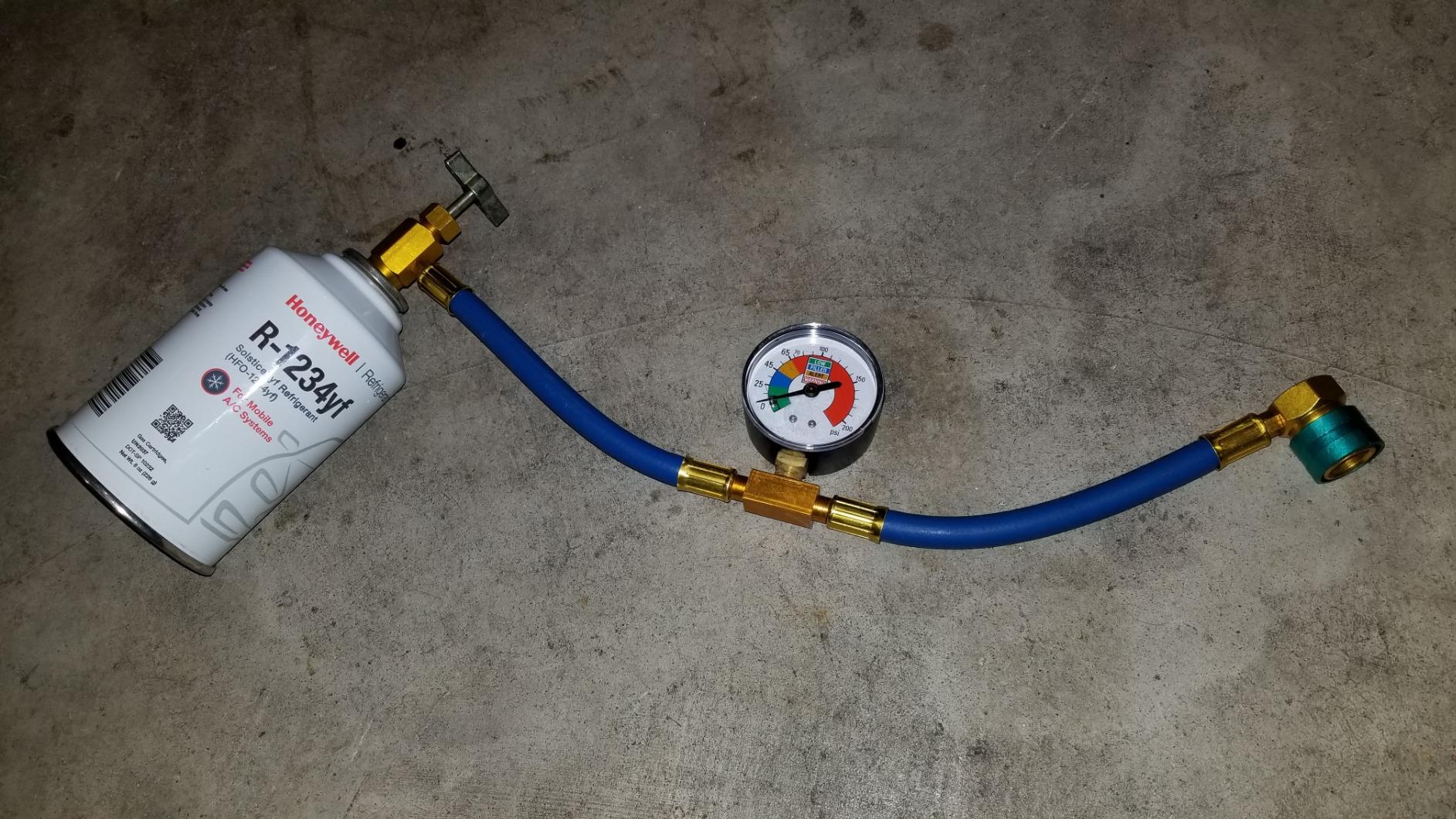 Ketofa R1234YF Refrigerant Charge Hose Kit, R-1234YF AC Refrigerant Can Hose with Gauge, 1/2 LH Can Opener Tap and R1234YF Low Side Adapter customer photo 1