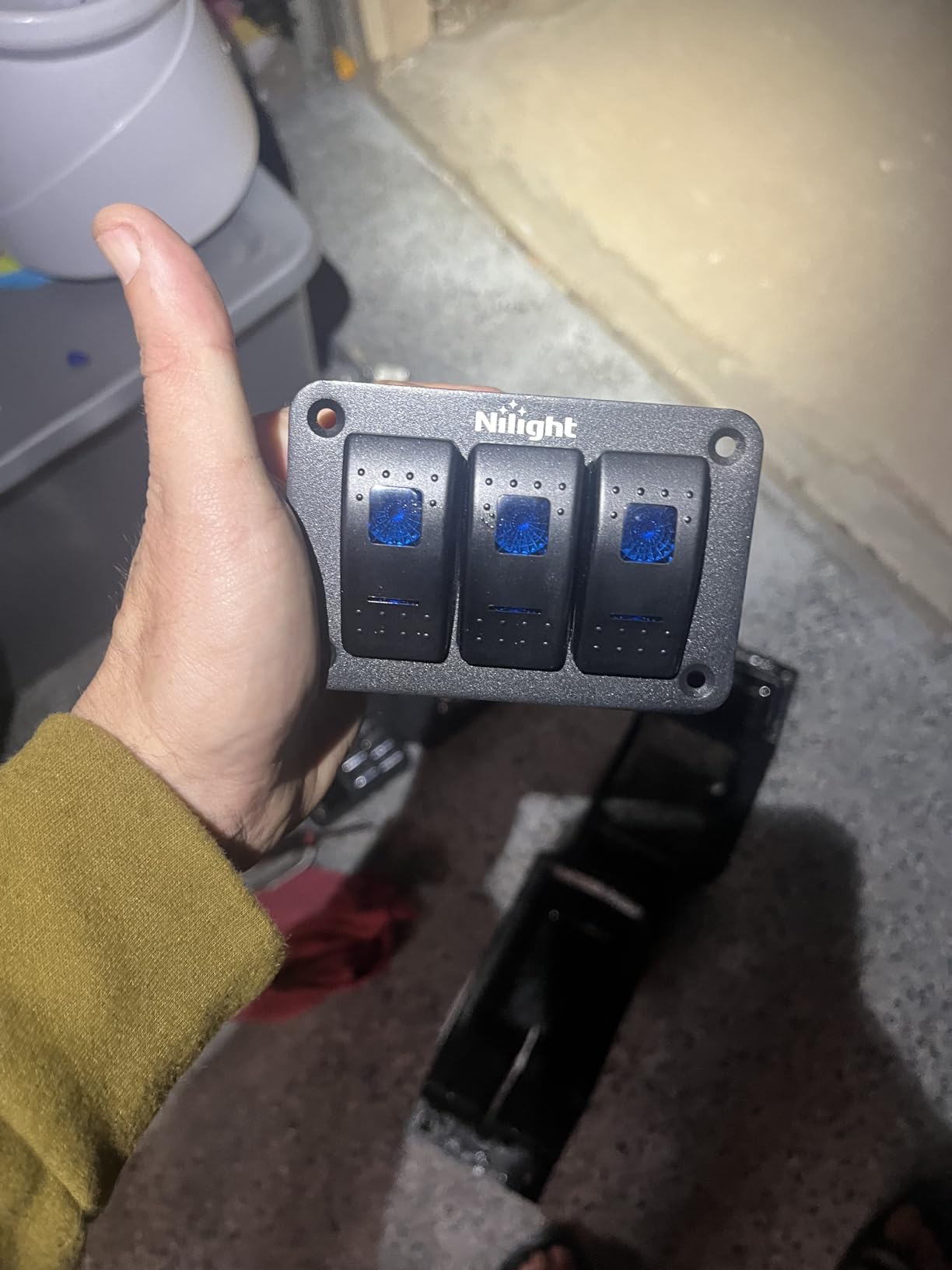 Nilight 90017C 3 Gang Aluminum Panel Toggle Dash 5 Pin On/Off Pre-Wired Rocker Switch Holder for Automotive Car Marine Boat, 2 Years Warranty,Blue customer photo 1