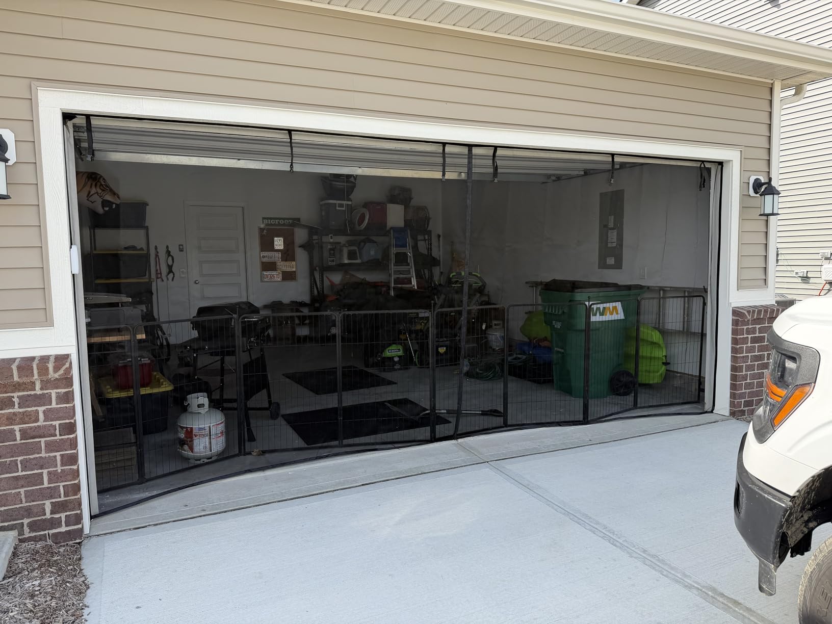 LIAMST Garage Door Screen for 2 Car Garage Door-16x7FT Reinforced Fiberglass Garage Screen, Magnetic Garage Screen Door customer photo 1