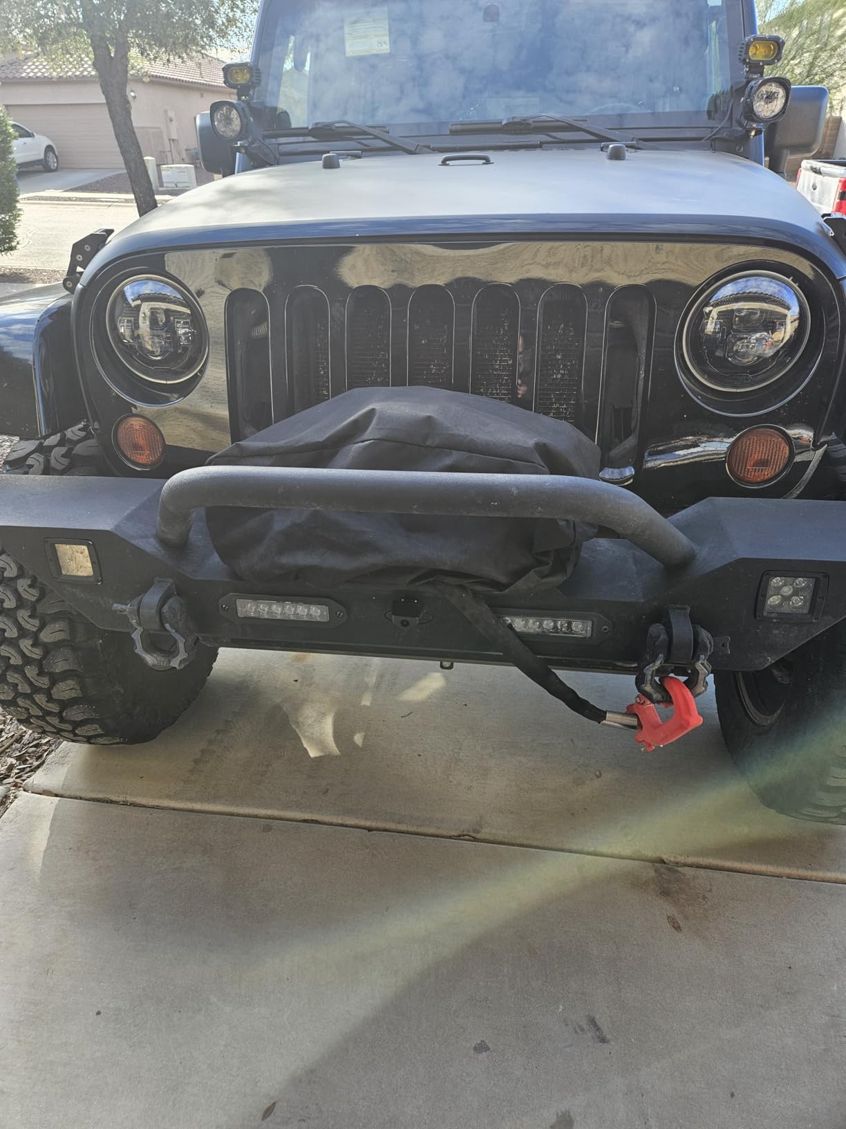 Winch Cover, Heavy Duty Waterproof Dust-Proof Winch Protection Cover, Ideal for Electric Winches 8500-17500 lbs, Indoor/Outdoor (21.5