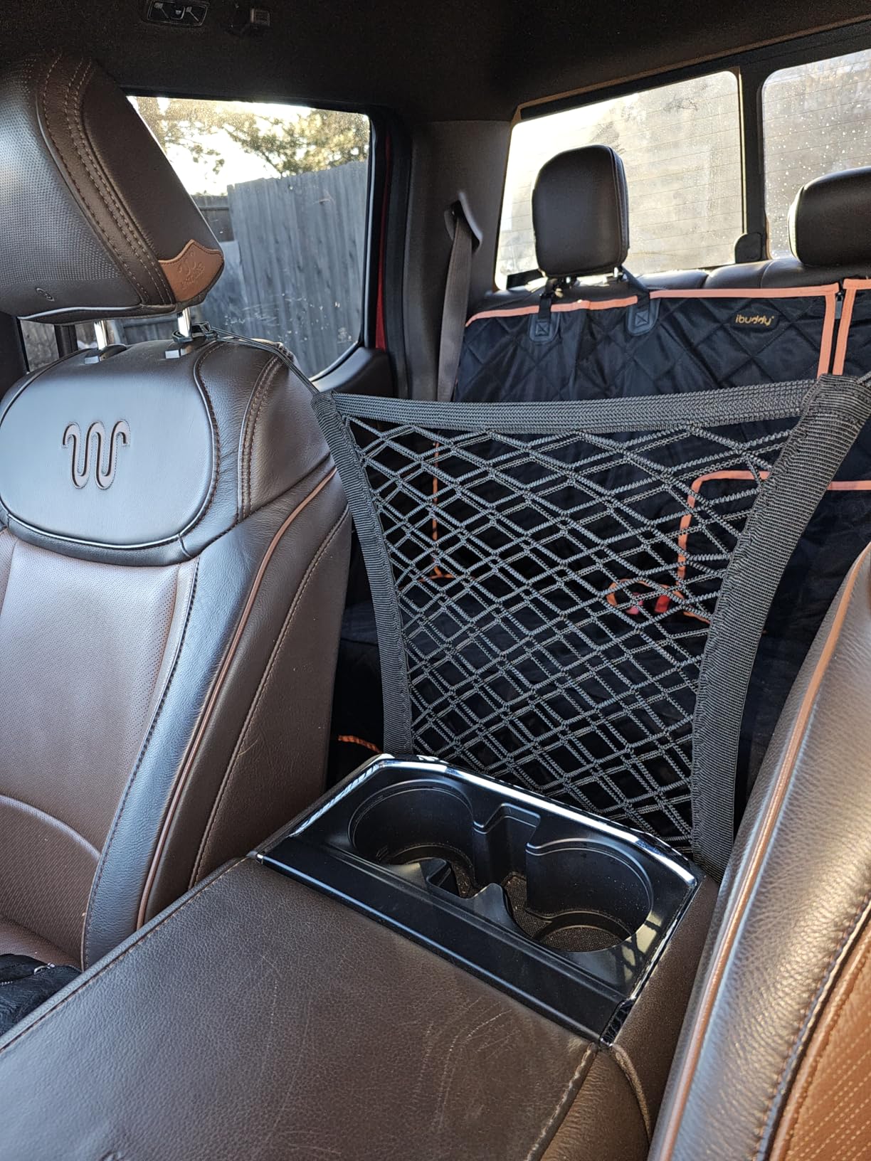 DYKESON Dog Car Net Barrier - Pet Barrier with Car Mesh Organizer for Dog & Child, Safety Divider with Storage Pouch customer photo 1