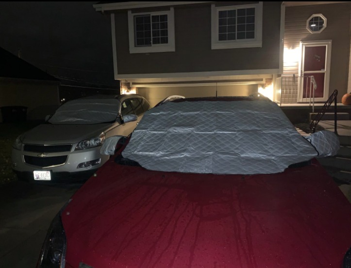 Gintenco Car Windshield Snow Cover, Frost Ice Windscreen Covers with Magnetic Edges, 4 Layers Thickness Snow Protector Covers with Side Mirrors Cover Easy to Use for Car SUV CRV Trucks (Large) customer photo 2