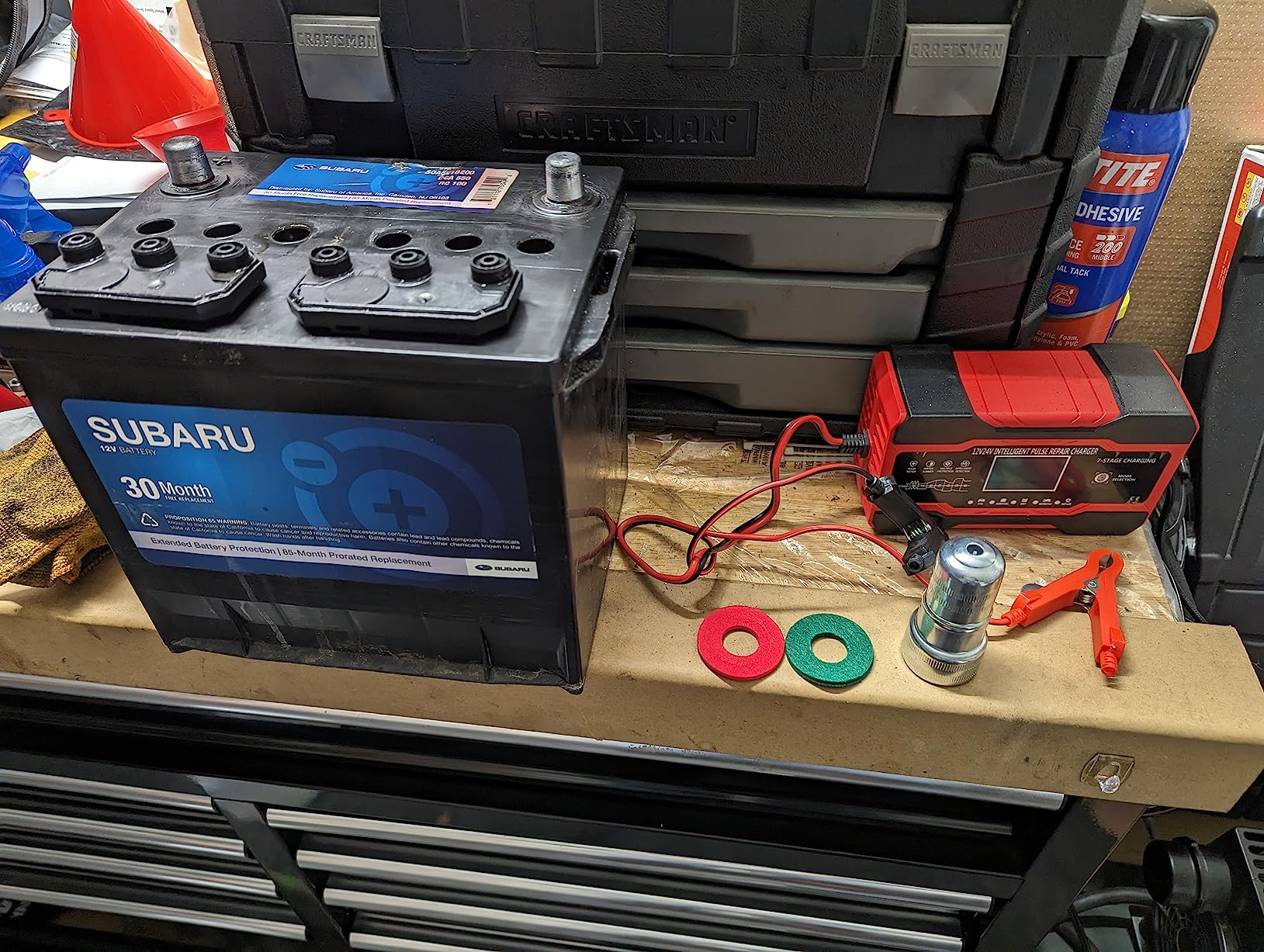 LotFancy Battery Terminal Cleaners (2 pcs), Plus 12 pcs Battery Terminal Anti-Corrosion Fiber Washers (6 Red & 6 Green) for Car Marine Battery customer photo 1