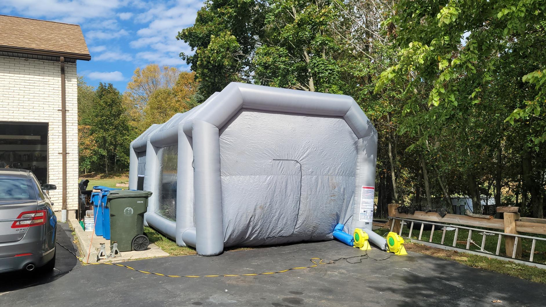 Sewinfla Professional Inflatable Paint Booth 39x20x13Ft with 3 Blowers (1100W+1100W+950W) and Air Filter System customer photo 1