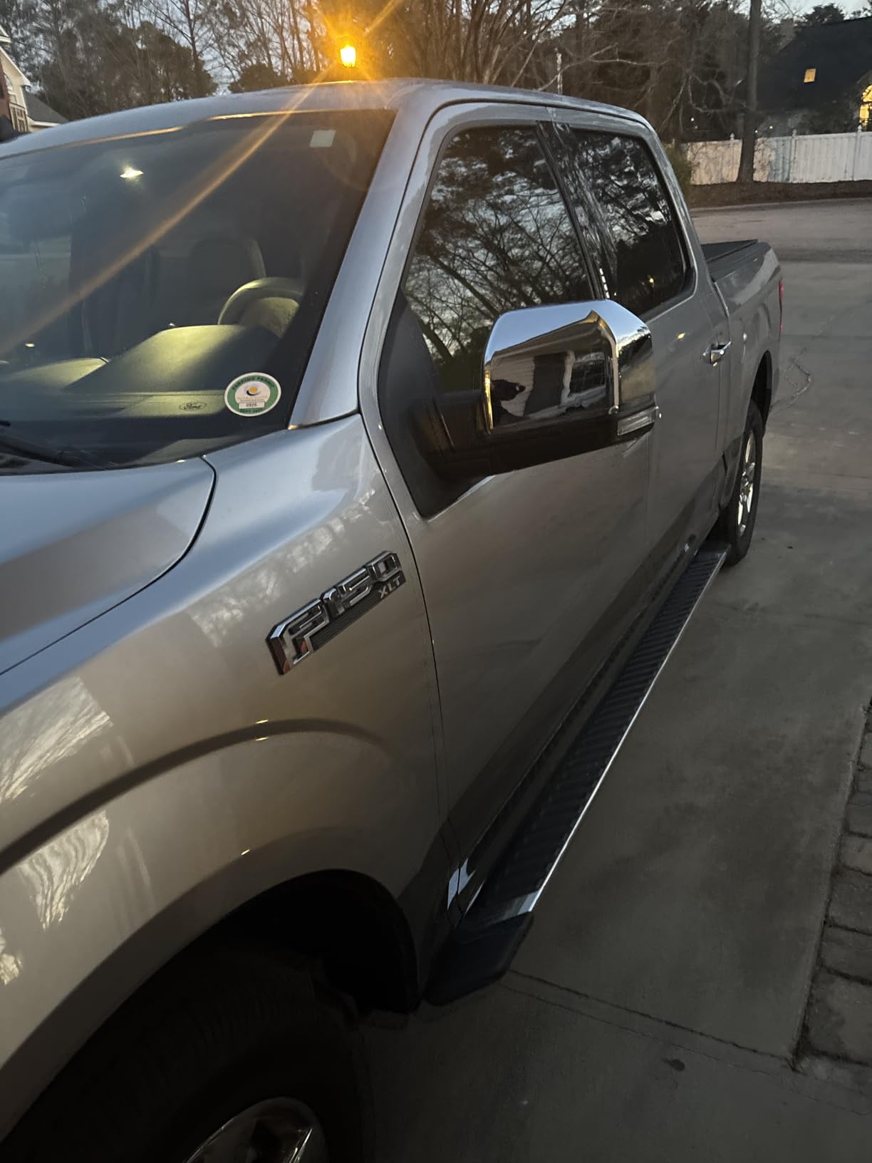 ECOTRIC Top Half Side Mirror Covers Compatible with 2015-2020 Ford F150 F-150 Driver/Passenger Side Chrome (2 pcs Mirror Cover Replacement) customer photo 1