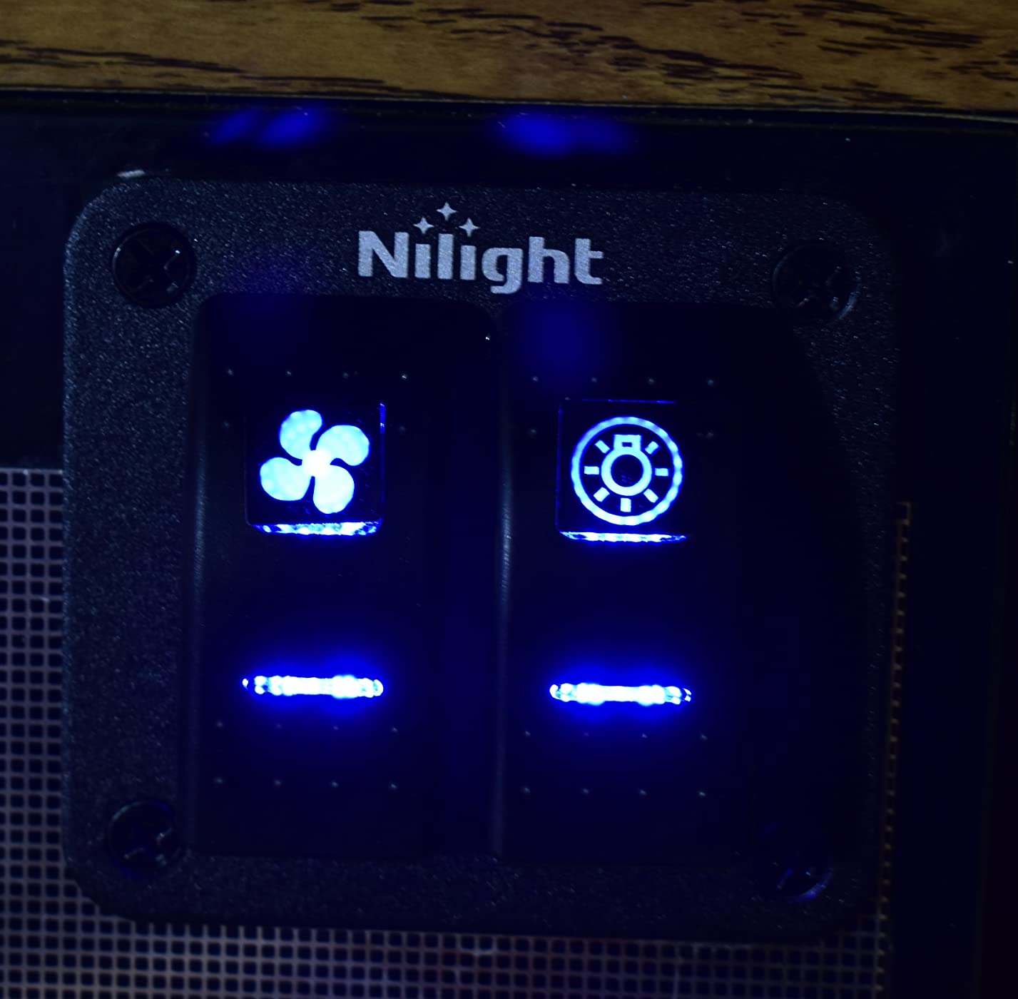 Nilight 90106B 2 Gang Rocker Switch Panel 5 Pin On Off Pre-Wired Rocker Switch Aluminum Panel Waterproof Switche Panel for 12V/24V Automotive Cars Marine Boats ATVs Trailers, 2 Years Warranty, Blue customer photo 1