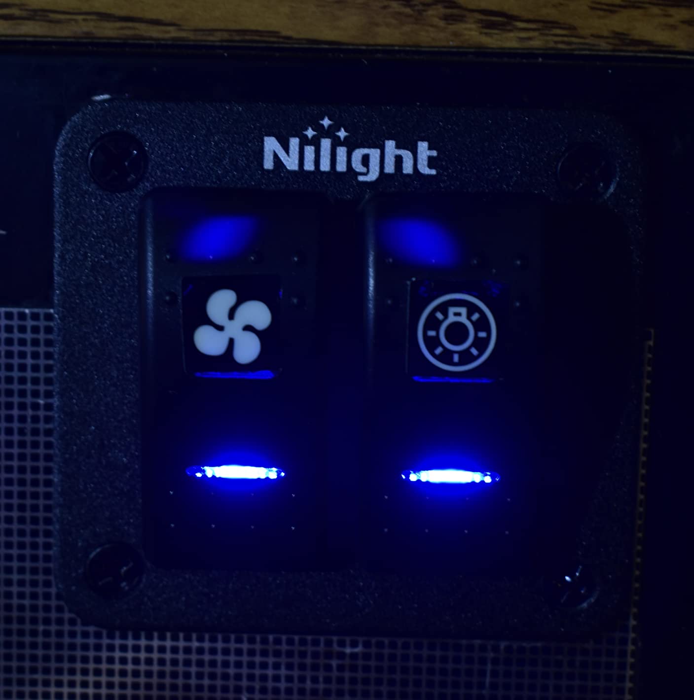 Nilight 90106B 2 Gang Rocker Switch Panel 5 Pin On Off Pre-Wired Rocker Switch Aluminum Panel Waterproof Switche Panel for 12V/24V Automotive Cars Marine Boats ATVs Trailers, 2 Years Warranty, Blue customer photo 2