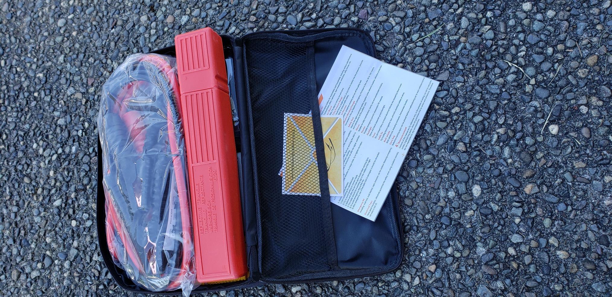 Vetoos Roadside Emergency Car Kit with Jumper Cables, Auto Vehicle Safety Road Side Assistance Kit Essentials, Winter Car Kit for Women and Men, with Mini Car Tool Set, Dial Tire Pressure Gauge customer photo 2