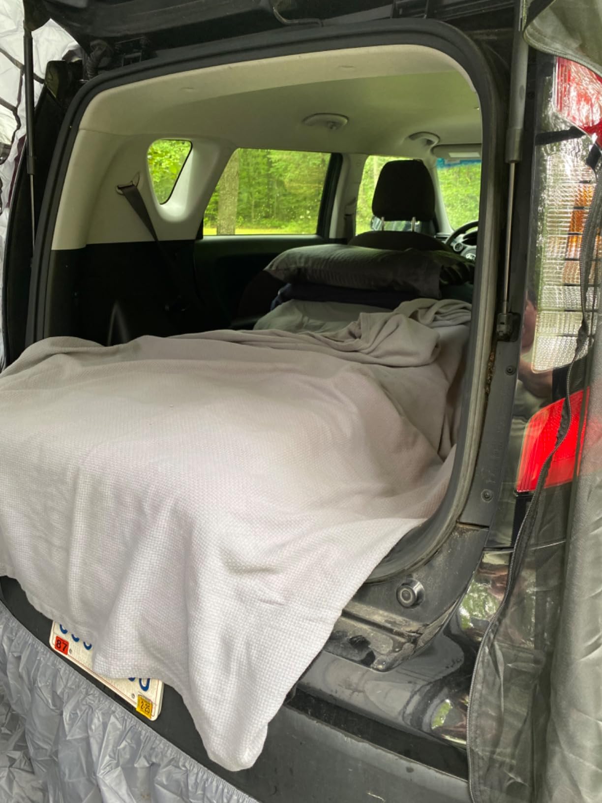 SAYGOGO SUV Air Mattress Camping Bed Cushion Pillow - Inflatable Thickened Car Air Bed with Air Pump Portable Sleeping Pad Mattress for Home Car Travel Camping Upgraded Version - Grey customer photo 2