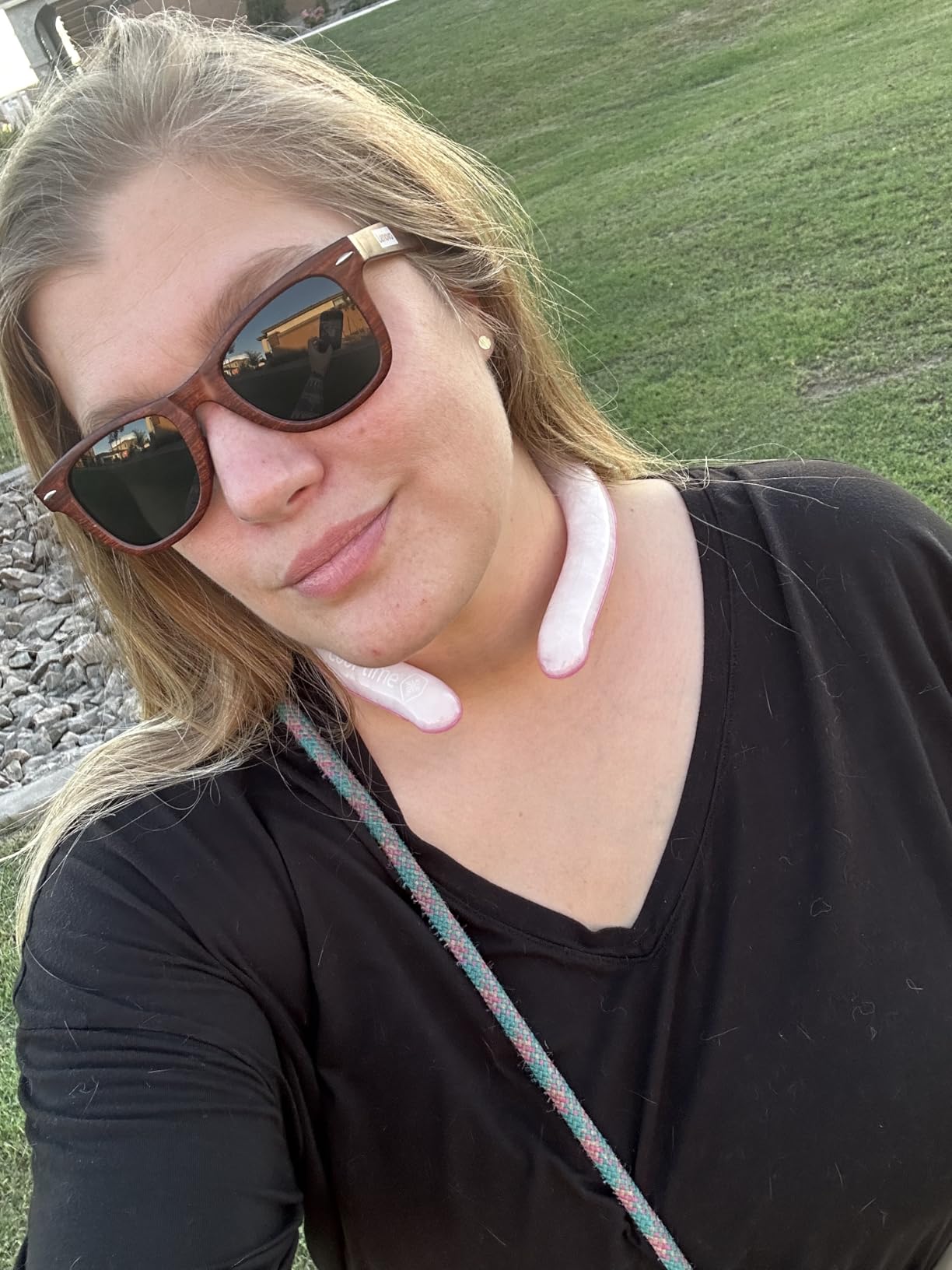 CoolTimeUSA Neck Cooling Tube | Wearable Cooling Neck Wraps for Summer Heat | Hands Free Cold Pack | Reusable Cooler (Blue) customer photo 2