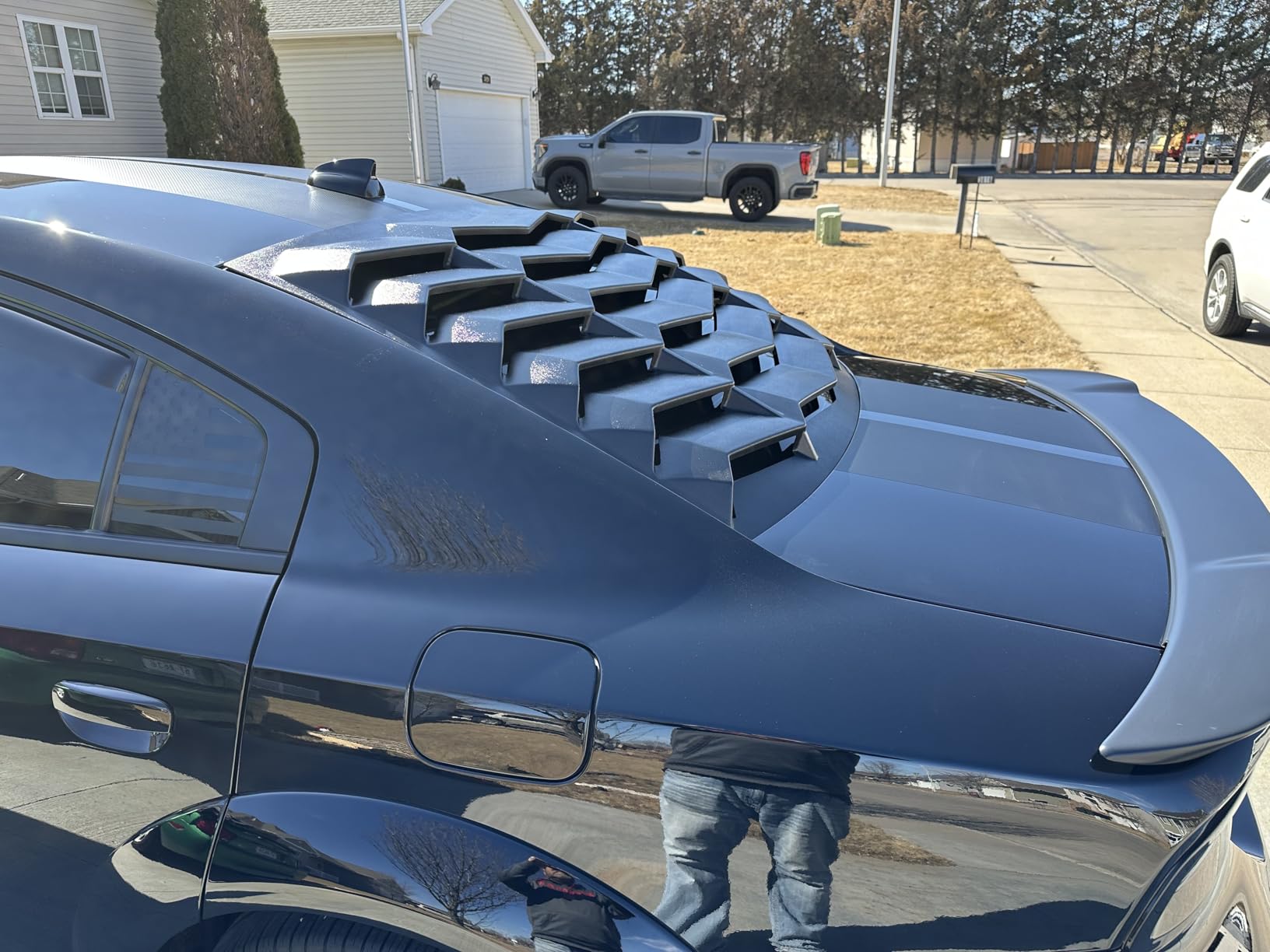 LE-JX Matte Black Rear Window Louver Cover, Lambo Style Custom Fit All Weather ABS Compatible with 2011-2023 Dodge Charger SXT/GT/RT/RT Scat Pack/Scat Pack Widebody/SRT Hellcat Widebody customer photo 1