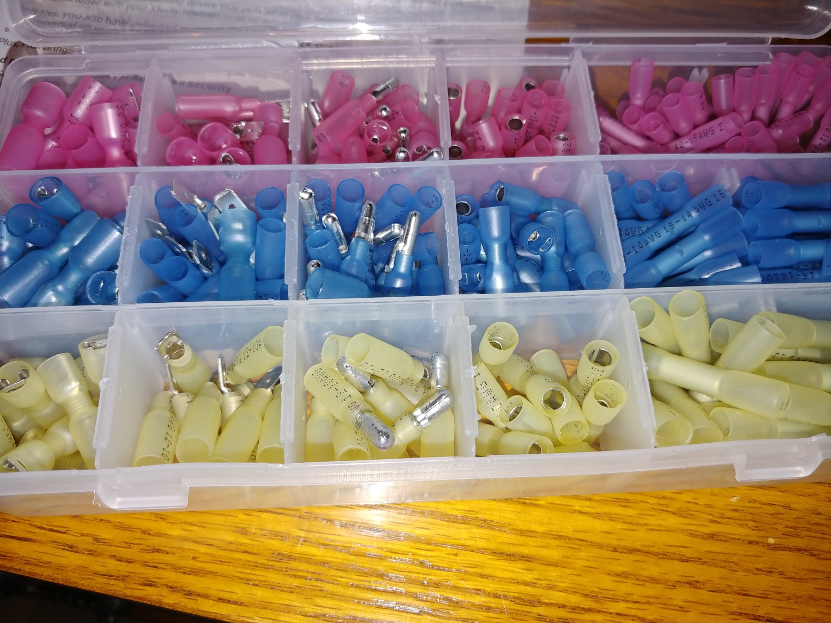 haisstronica 520PCS Marine Grade Heat Shrink Wire Connectors-Electrical Connectors Kit of Tinned Red Copper, 16-14 22-16 12-10 Gauge Crimp Insulated Ring Fork Spade Butt Splices(3Colors/24Size) customer photo 2