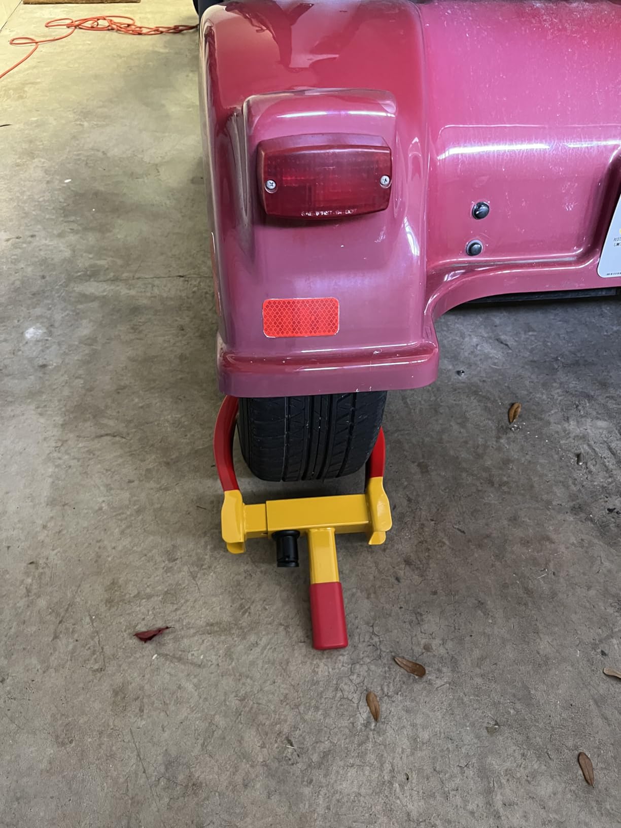 Tevlaphee Universal Wheel Lock Heavy Duty Security Trailer Wheel Lock Anti Theft Wheel Locks for Cars SUV Camper Motorcycle Trailer Great Deterrent Bright Color with 3 Keys (Red-Yellow) customer photo 1