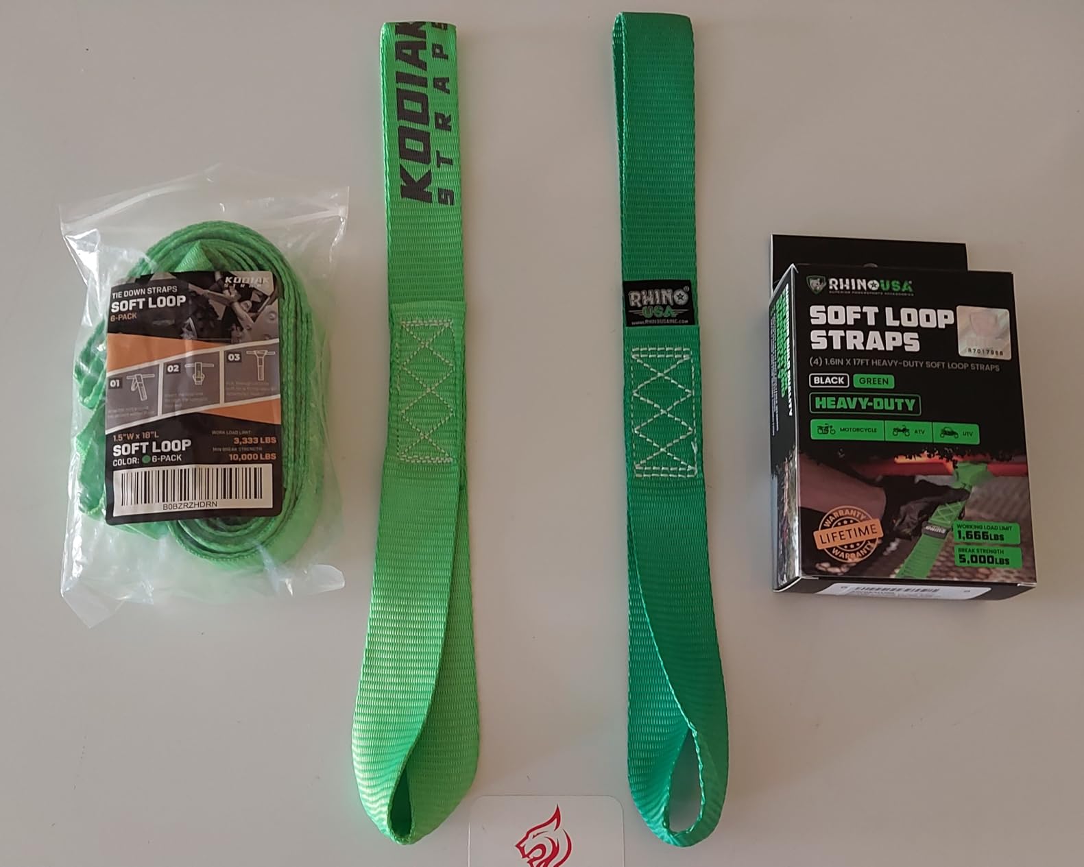 Soft Loop Tie Down Straps - 1.5 x 18 inches- 10,000 lb Load Capacity - Black 6 Pack - Loops for Securing ATV, UTV, Motorcycles, Scooters, Dirt Bikes, Lawn & Garden Equipment by KODIAK STRAPS customer photo 1