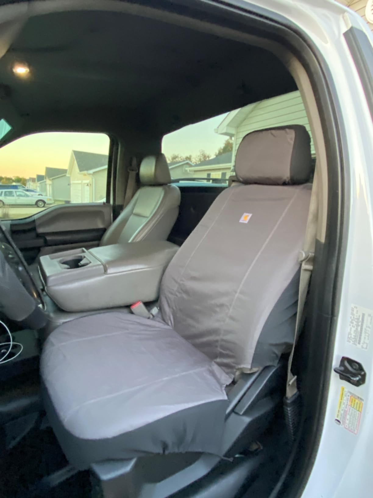 Carhartt Universal Nylon Duck Canvas Fitted Bucket Seat Cover, Durable Seat Protection with Rain Defender, Single, Gravel customer photo 1