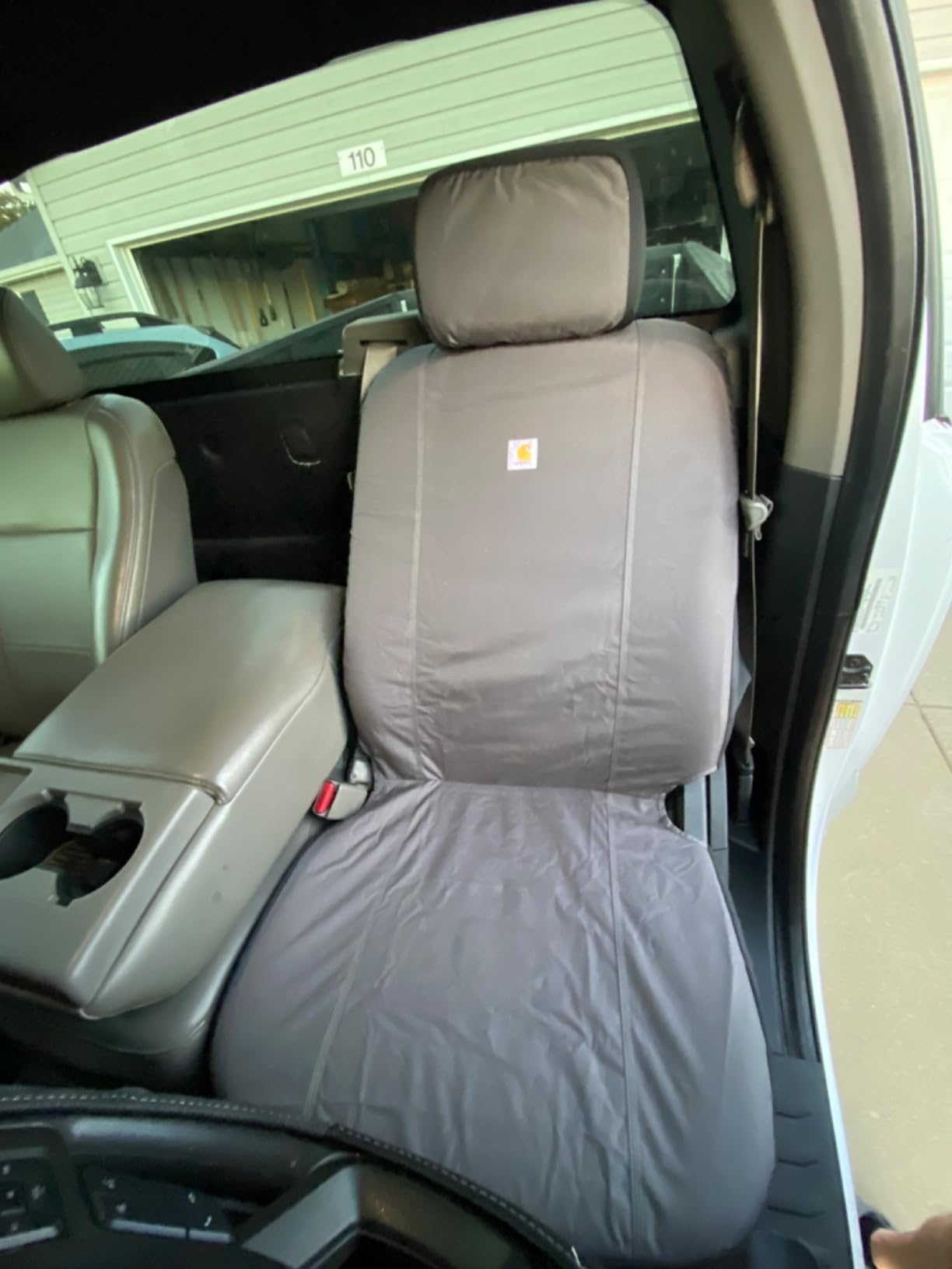 Carhartt Universal Nylon Duck Canvas Fitted Bucket Seat Cover, Durable Seat Protection with Rain Defender, Single, Gravel customer photo 2