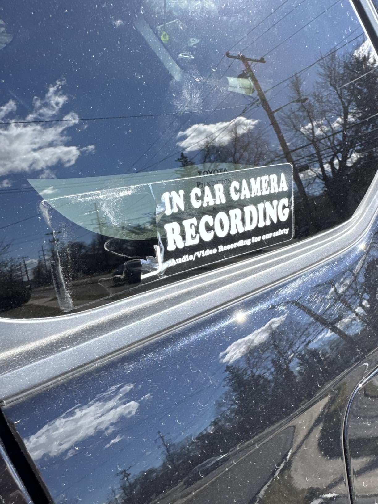 None Brand 4 Pcs Waterproof Vinyl Camera Recording Window Stickers, White 2 x 6 inch, for Rideshare, Van, Truck, Taxi, Maxi Cab, Bus, Coach Drivers customer photo 1