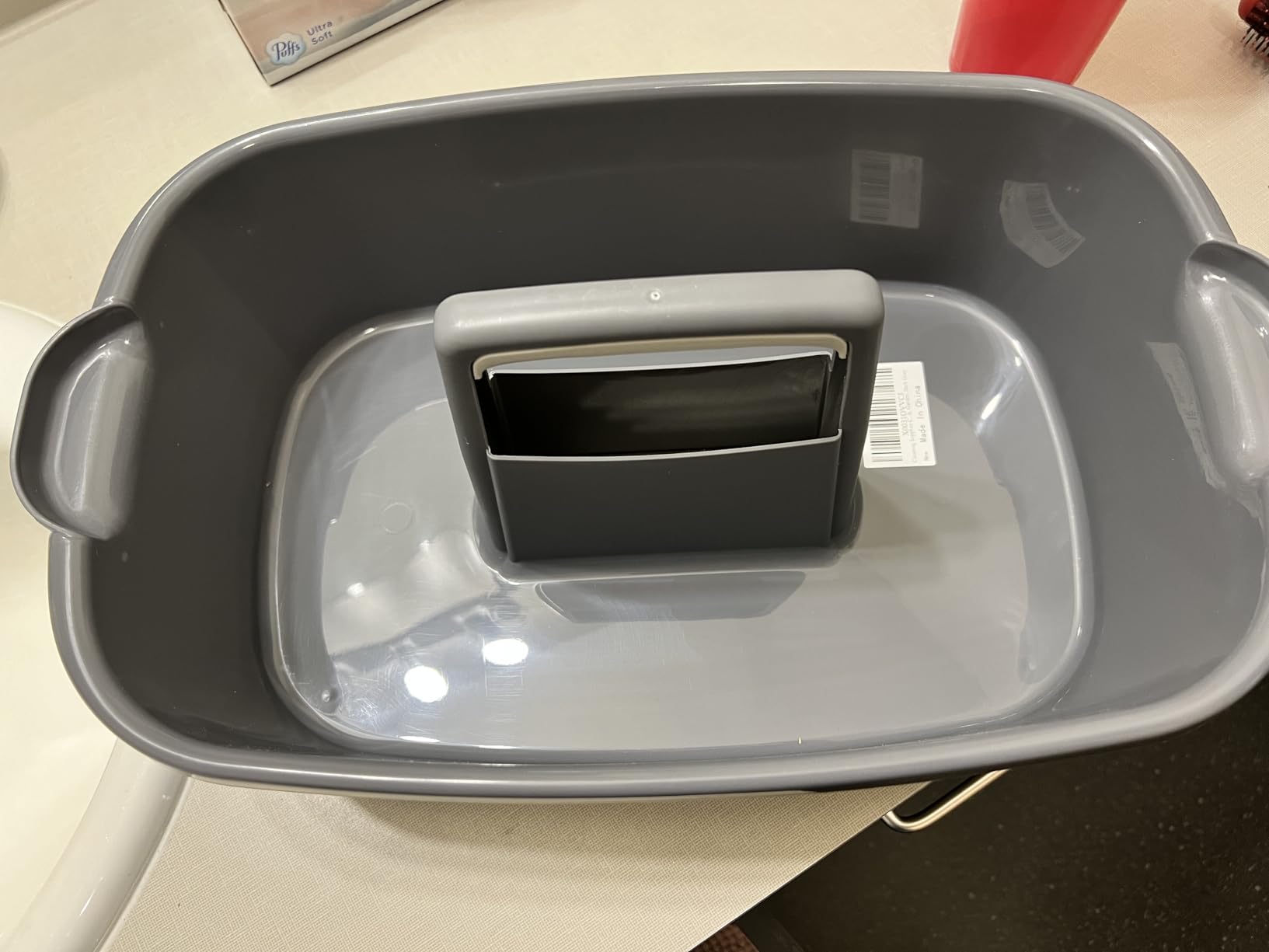 JiatuA Large Cleaning Supplies Caddy Portable Shower Basket Supply Organizer with Handle Plastic Bucket Tool Storage for Bathroom, Bedroom, Kitchen, College Dorm, Garden, Dark Gray customer photo 2