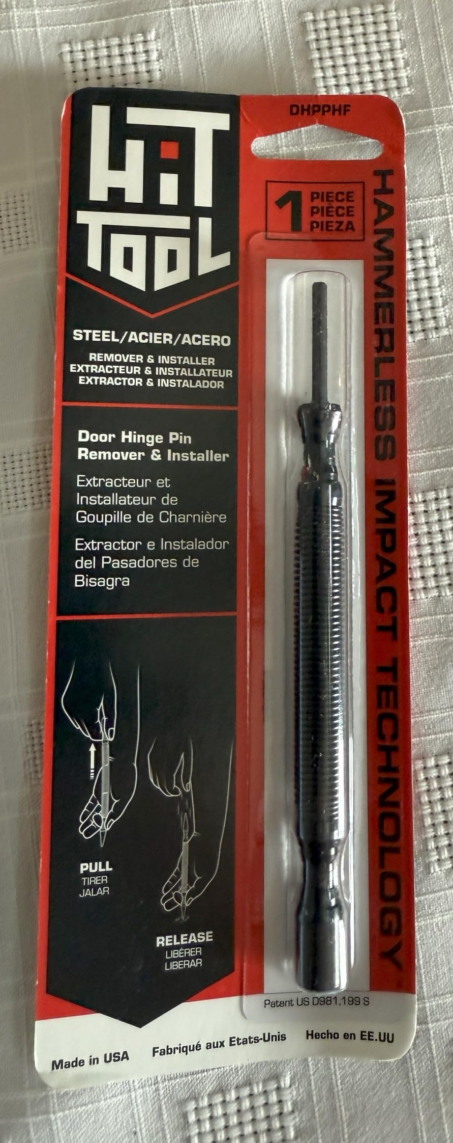 HIT Tool Door Hinge Pin Removal Tool - Spring-Driven Hinge Pin Punch & Steel-Faced Hammer - Compact, Hammerless Tool for Easy Pin Removal & Installation - Made in The USA customer photo 1