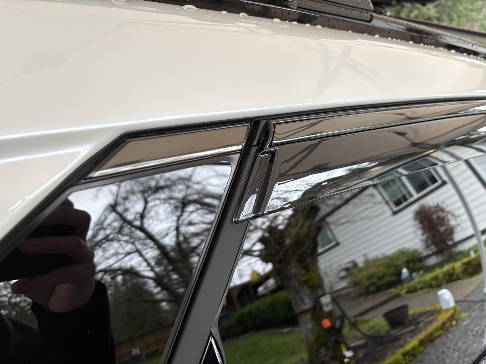VESUL Tape on Window Deflector Compatible with Hyundai Sonata 2020 2021 2022 2023 Polycarbonate Rain Guard Vent Visor Shield Cover with 304 Stainless Steel Trim Smoke Gray customer photo 2