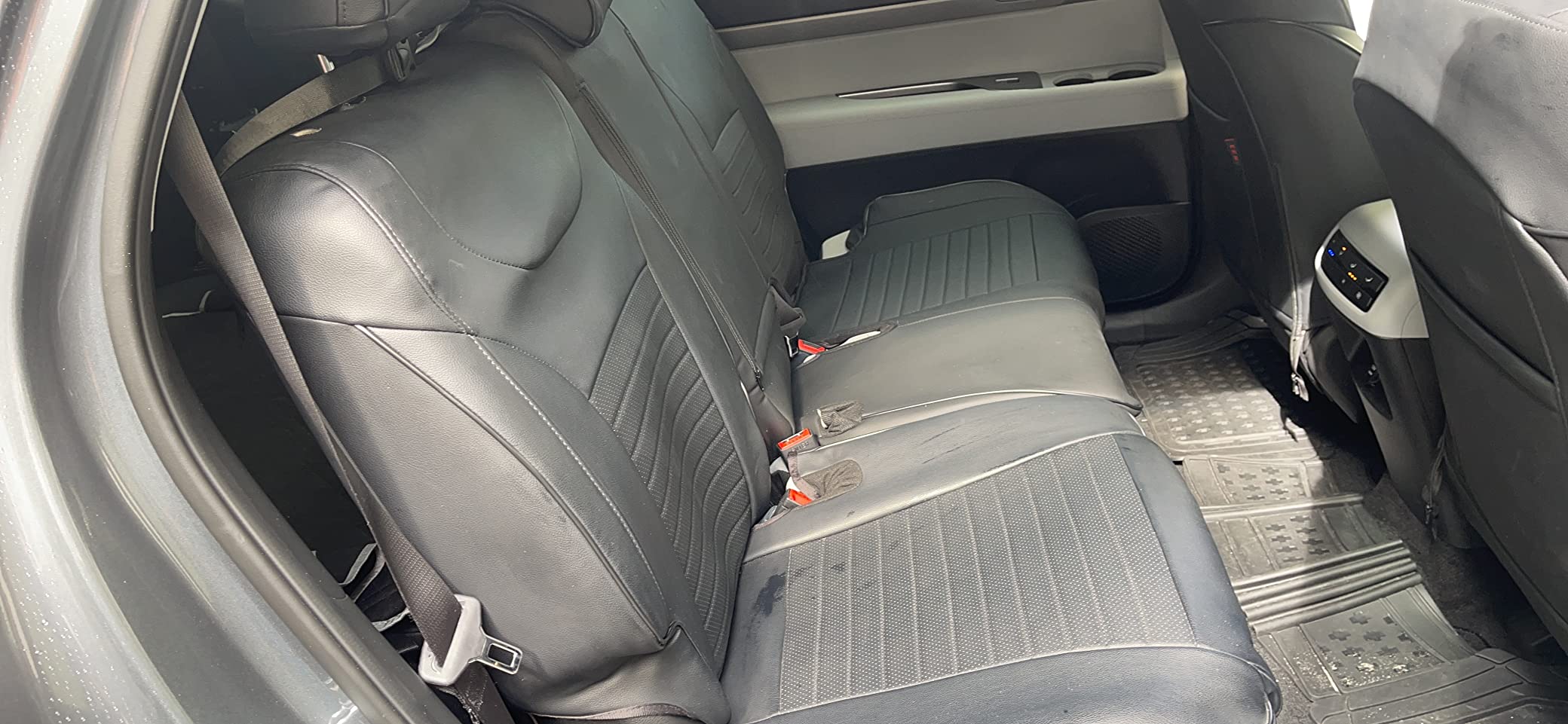 EKR Palisade Seat Covers for Hyundai Palisade XRT,SEL,Limited,SEL Premium 2020-2025, 2nd Row 50/50 Split Leather Car Seat Cover Full Set,Faux Leather (Black) customer photo 1