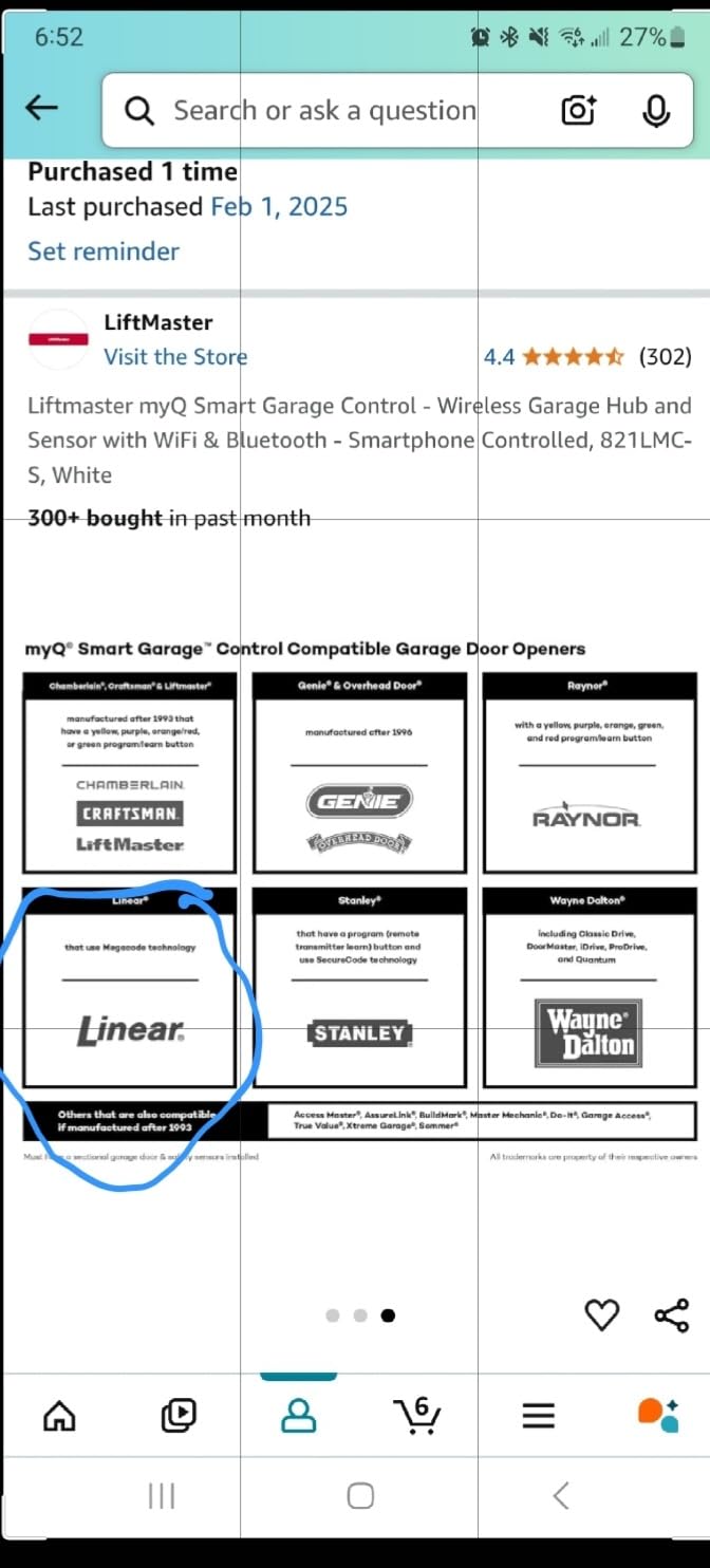 Liftmaster myQ Smart Garage Control - Wireless Garage Hub and Sensor with WiFi & Bluetooth - Smartphone Controlled, 821LMC-S, White customer photo 1